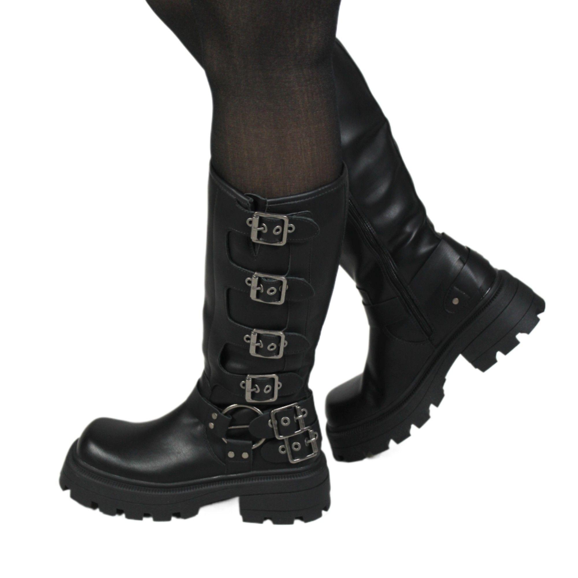 Bota Hebillas Negras de Mujer 89 Yassne Negro-1