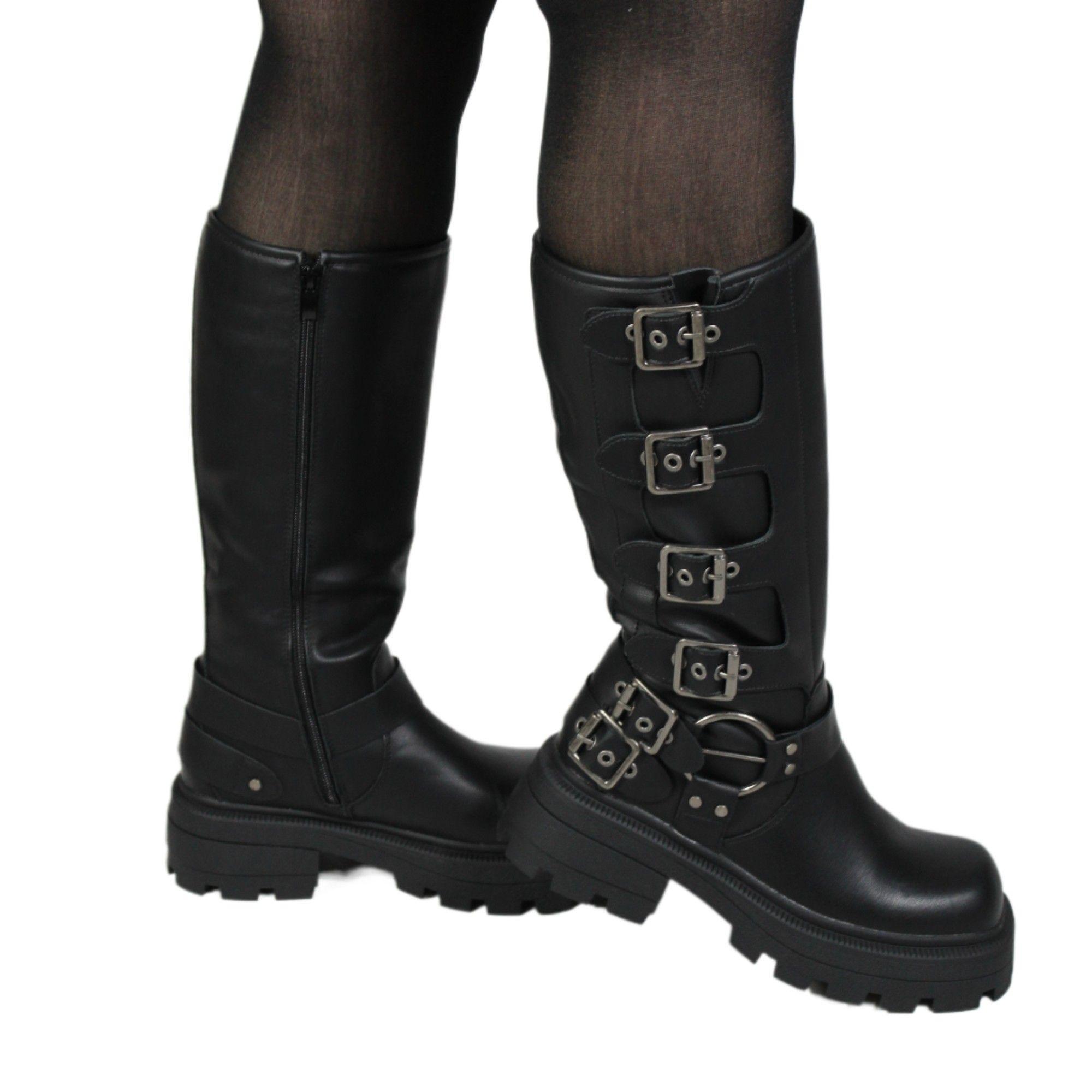 Bota Hebillas Negras de Mujer 89 Yassne Negro-2