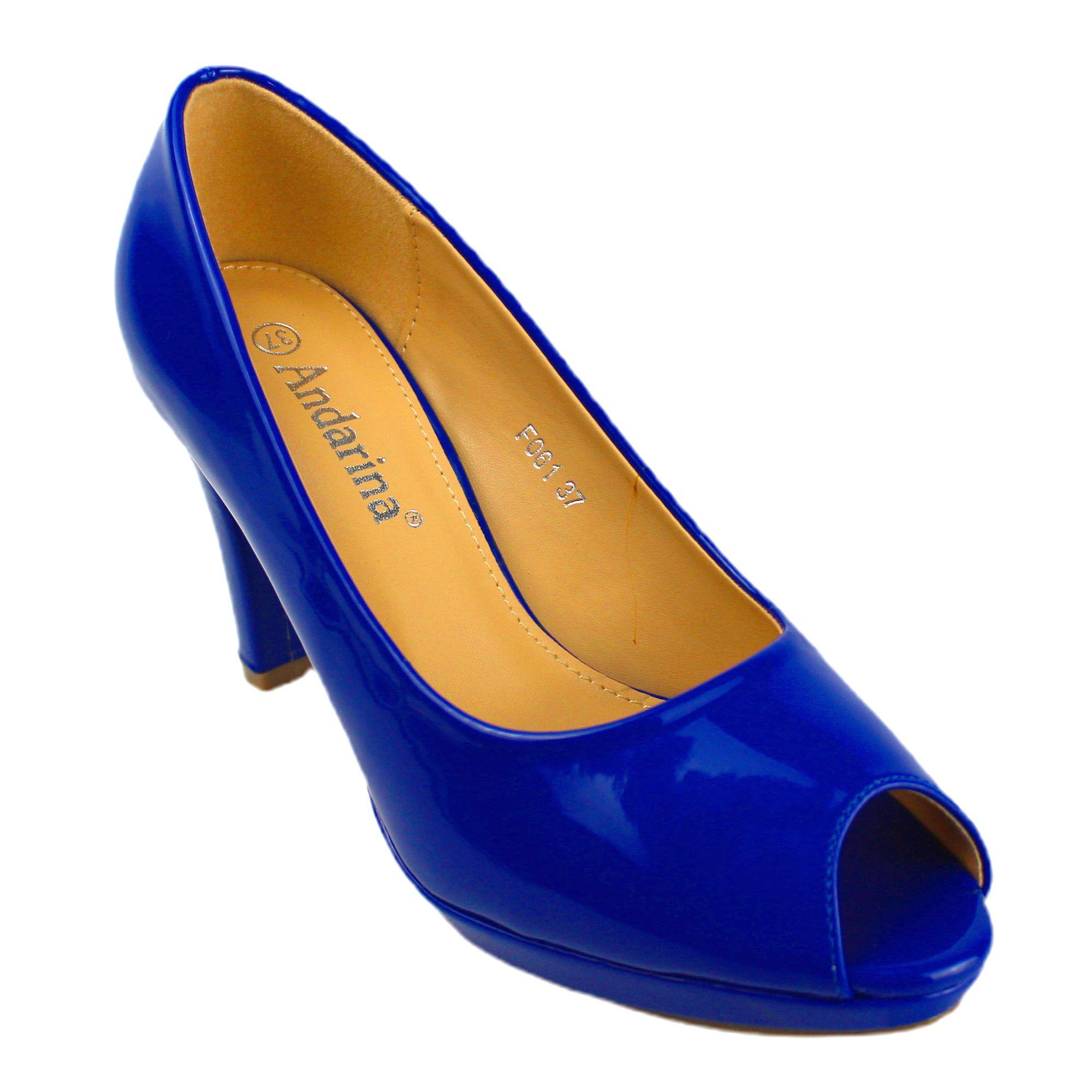 Zapato Vestir Punta Abierta para Mujer F61 Yassne Azul-1