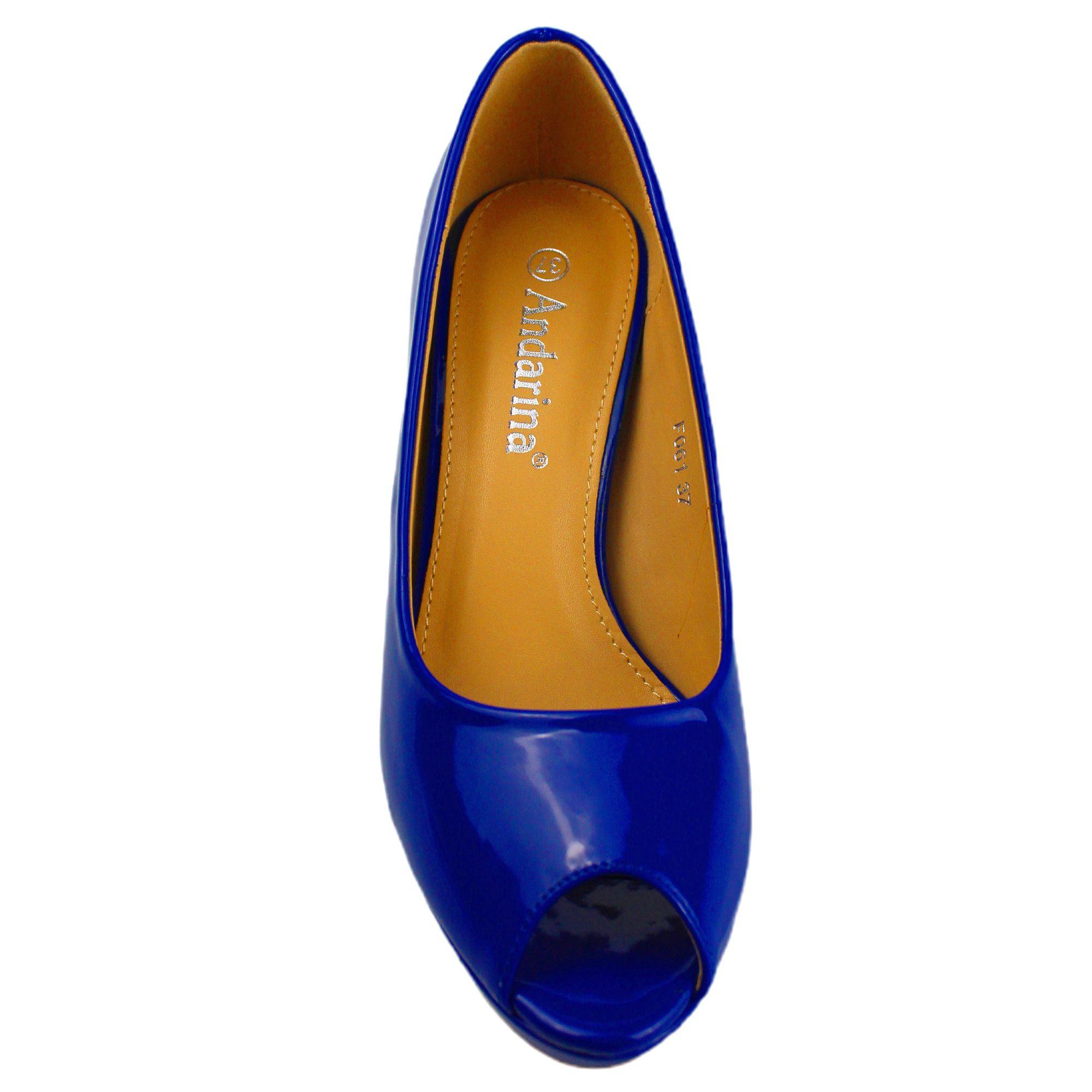 Zapato Vestir Punta Abierta para Mujer F61 Yassne Azul-2
