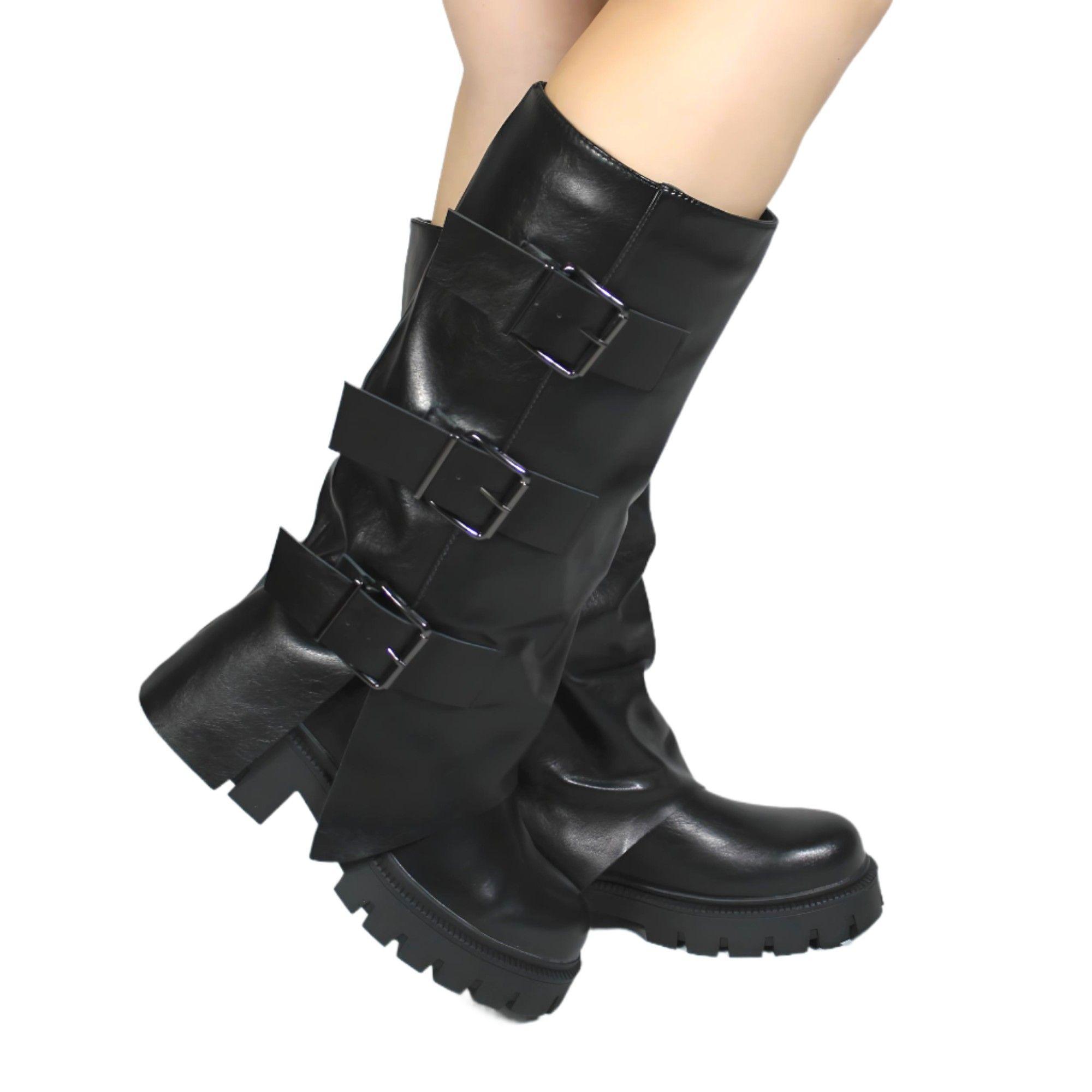Bota Alta Hebilla Mujer 25 Yassne Negro-2