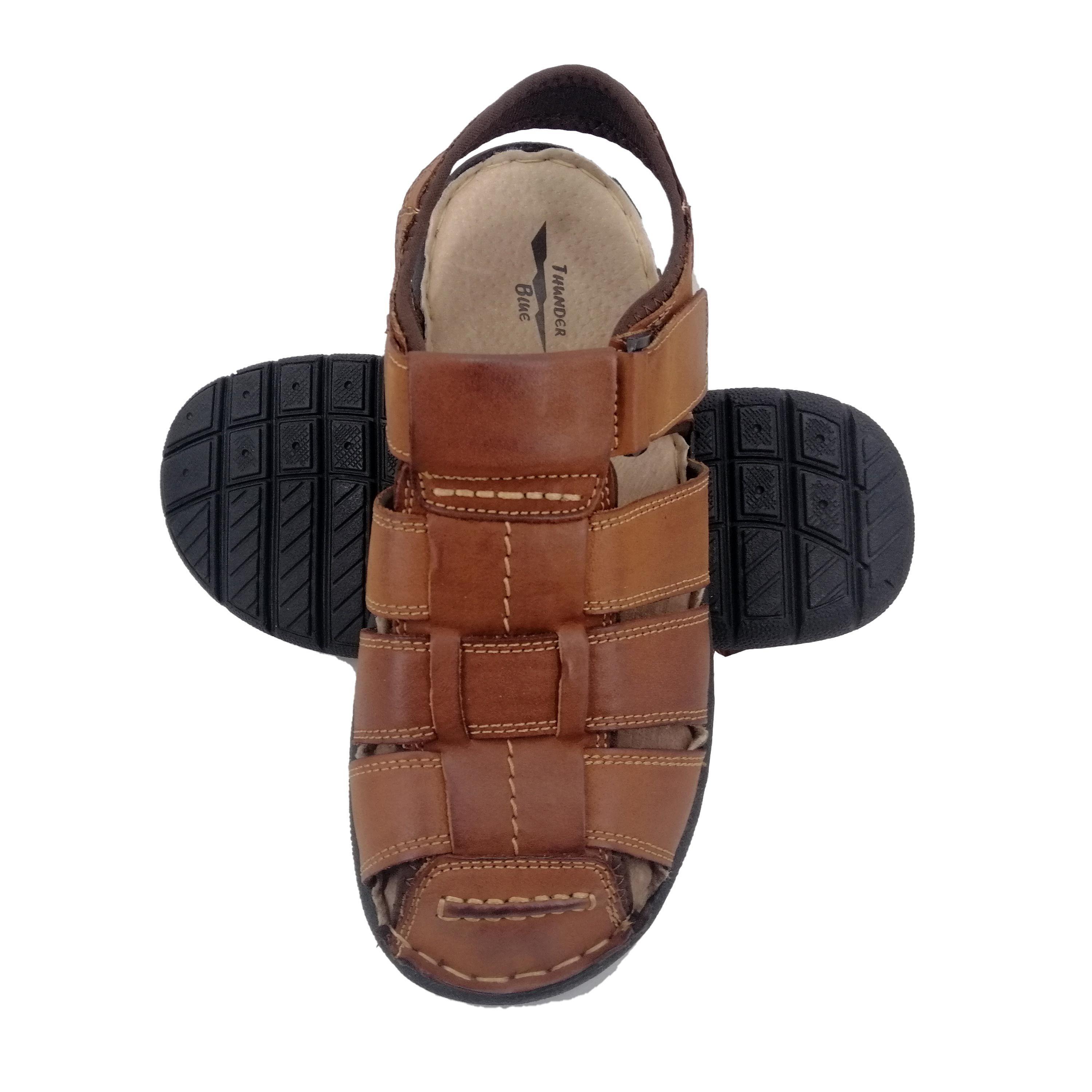 Sandalia de Cuero Hombre Marron 333-3