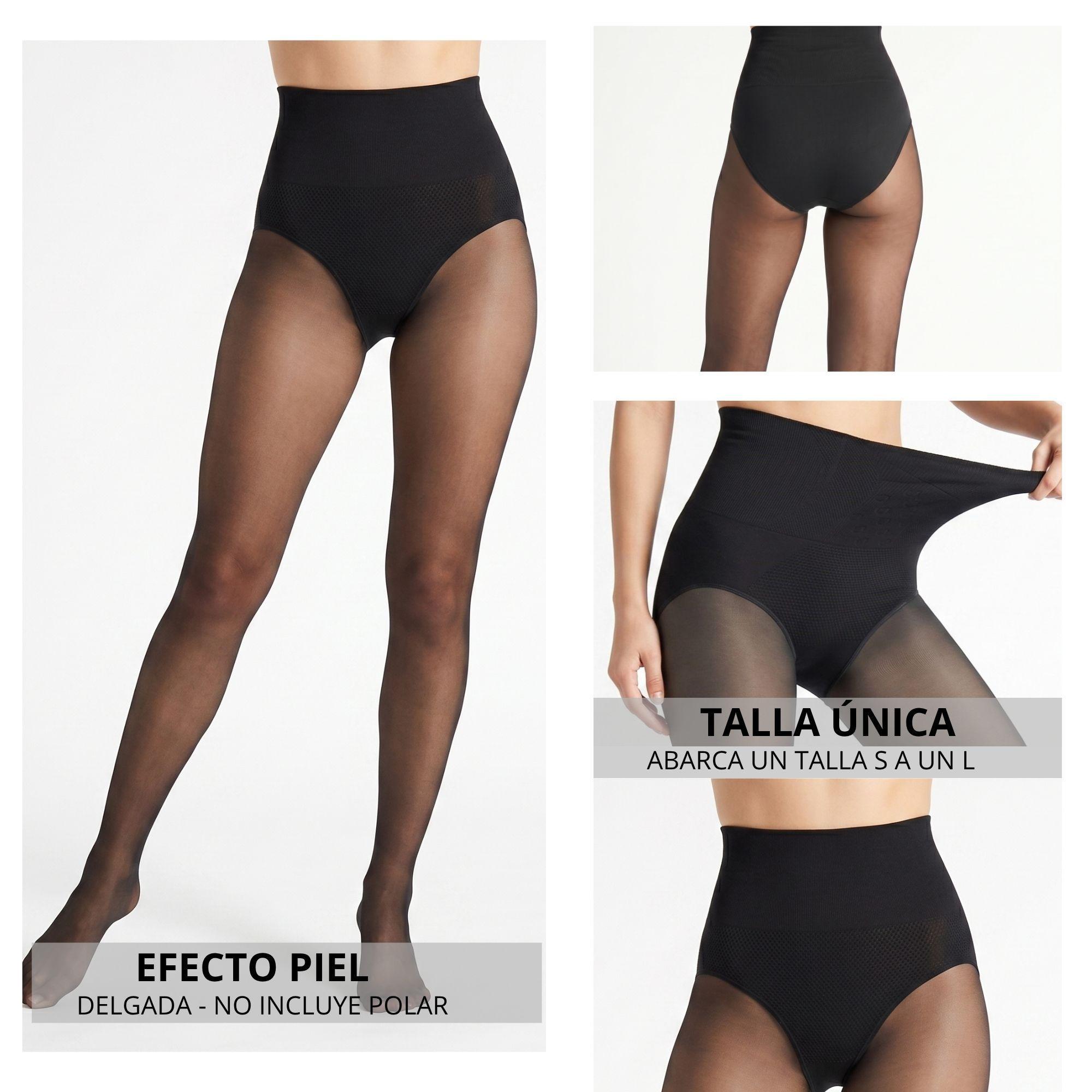 Pack 2 Pantys Efecto Piel Negra Mujer Elasticada 180 Denier-2