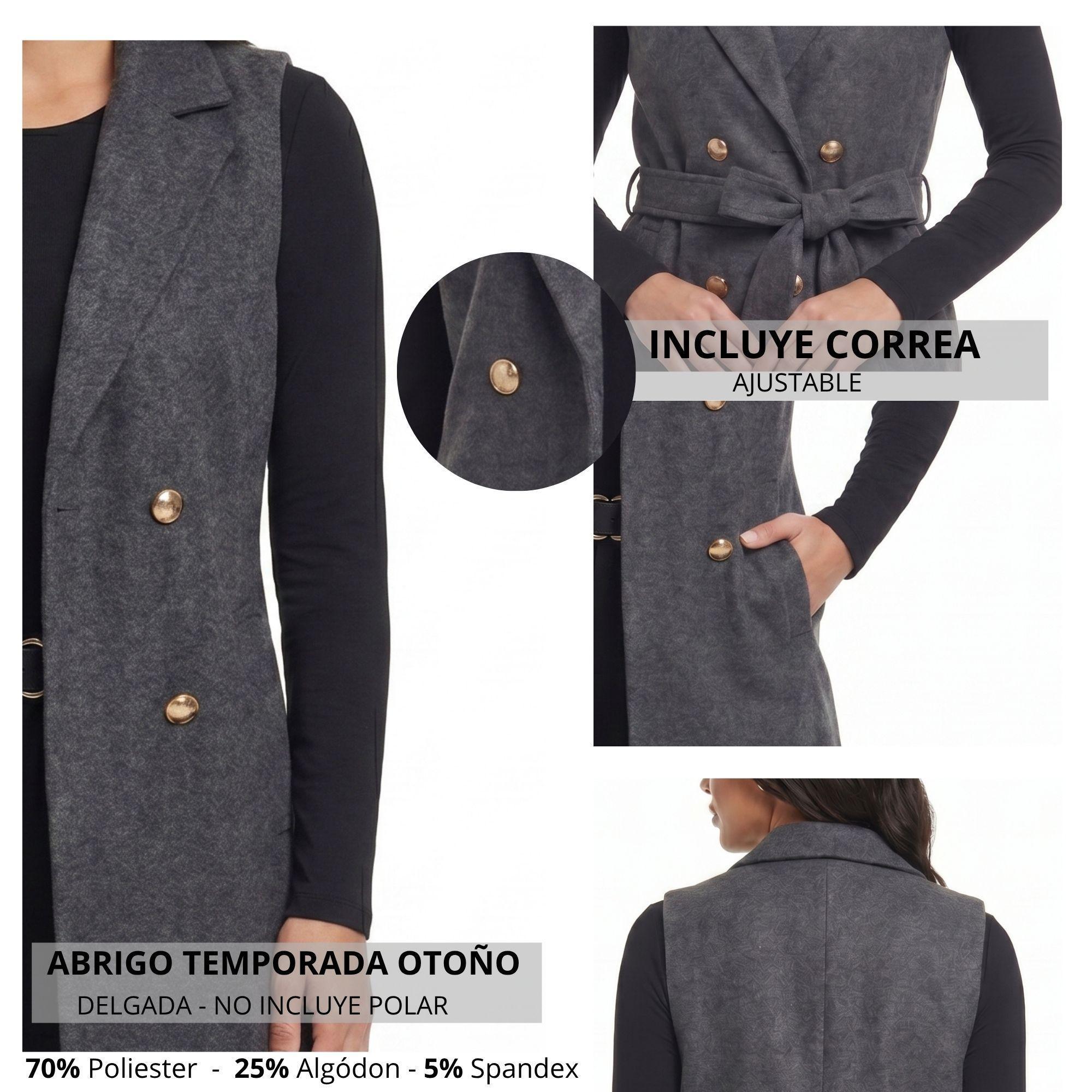 Abrigo Mujer Paño Con Cinturón Sin Mangas-3