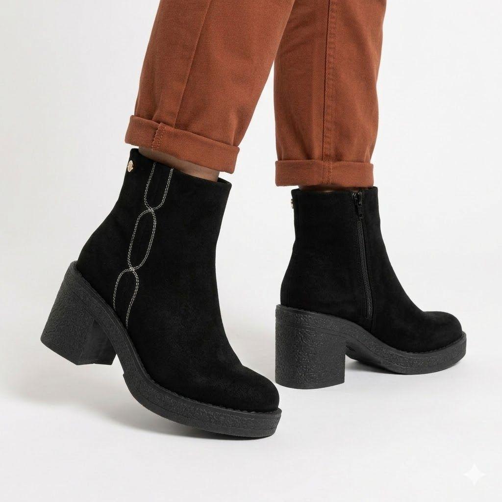 Botín Plataforma Taco Medio L36 Mujer-2