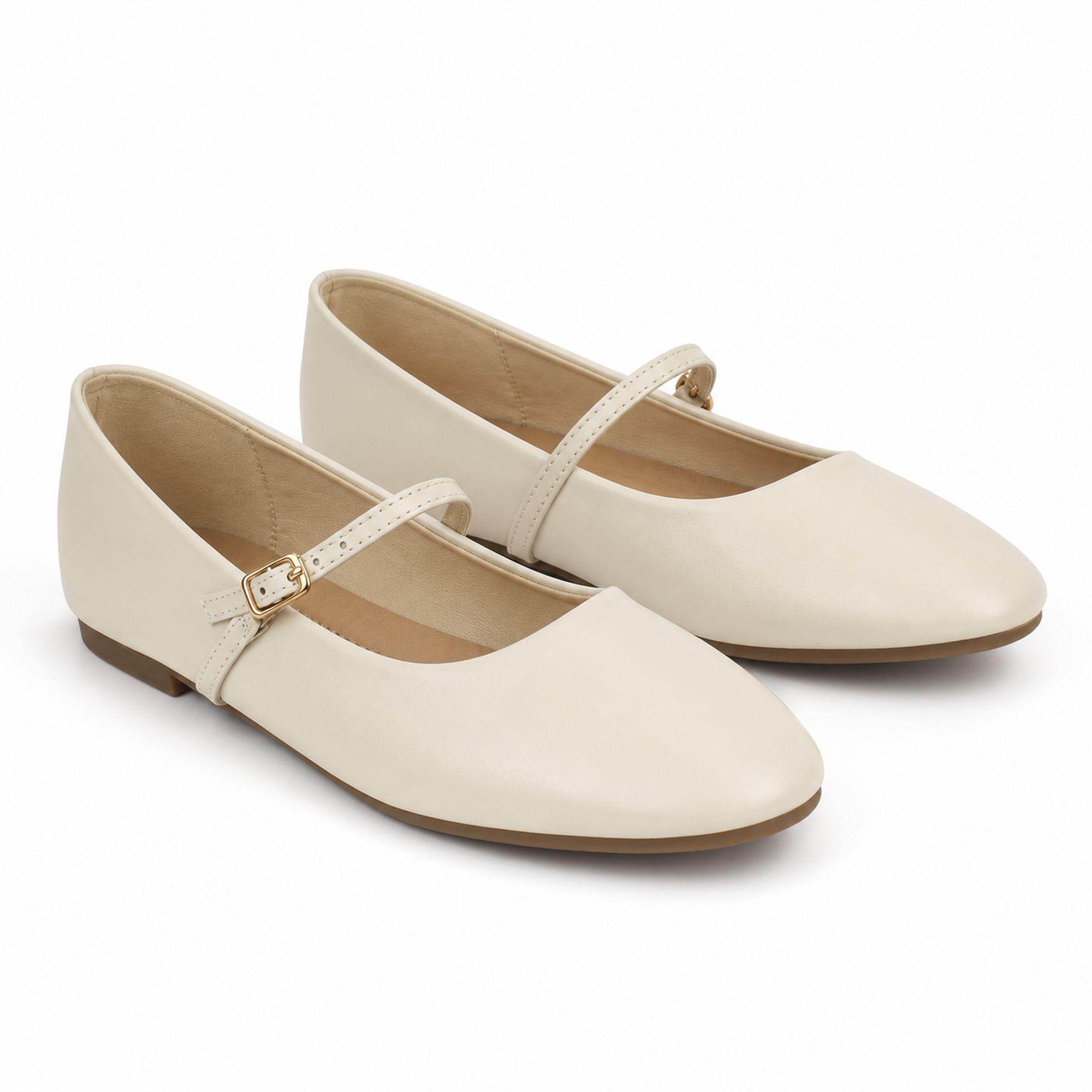 Ballerinas Mary Jane Mujer Negras con Hebilla Taco Bajo-1