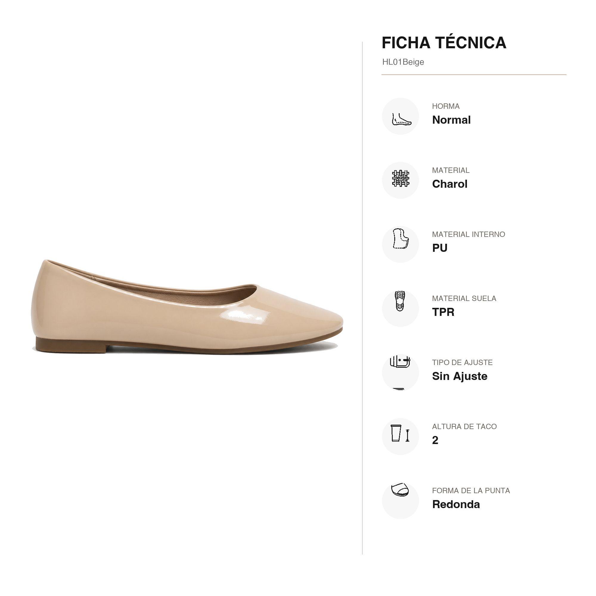 Balerina Mujer Charol Punta Redonda HL01-4