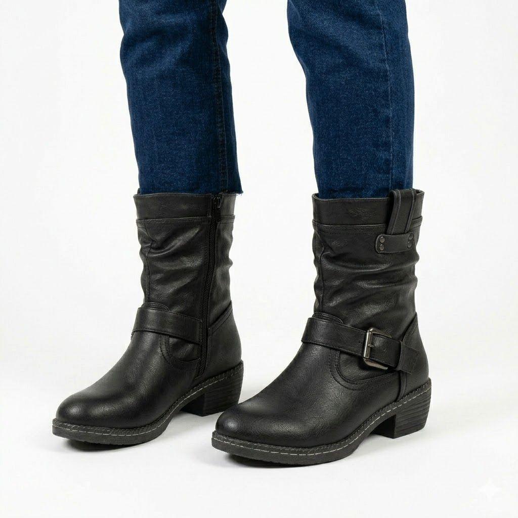 Botín Biker Taco Bajo L3500-1 Mujer-5