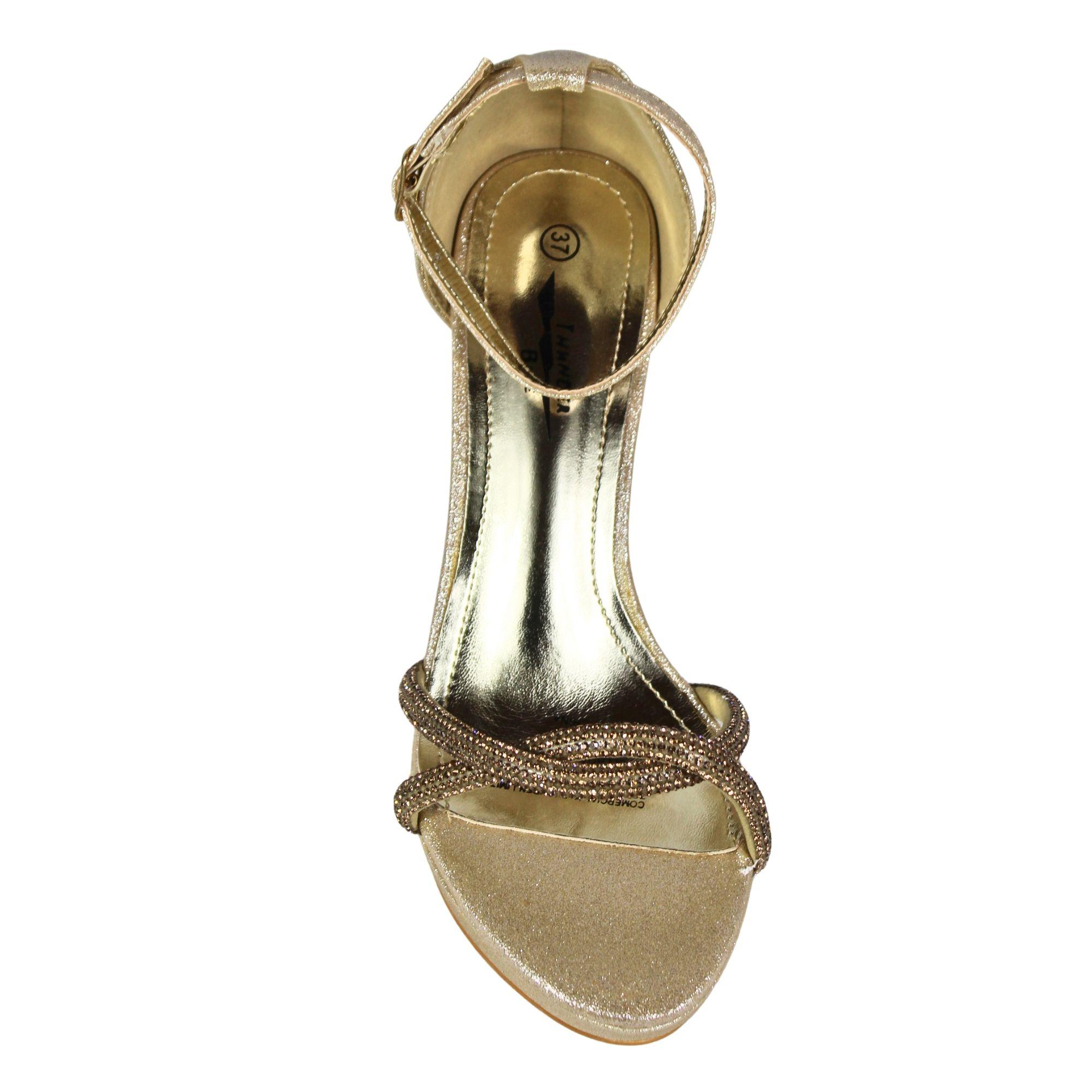 Sandalias de Fiesta Mujer con Tacón Alto 6570-59 Dorado-3