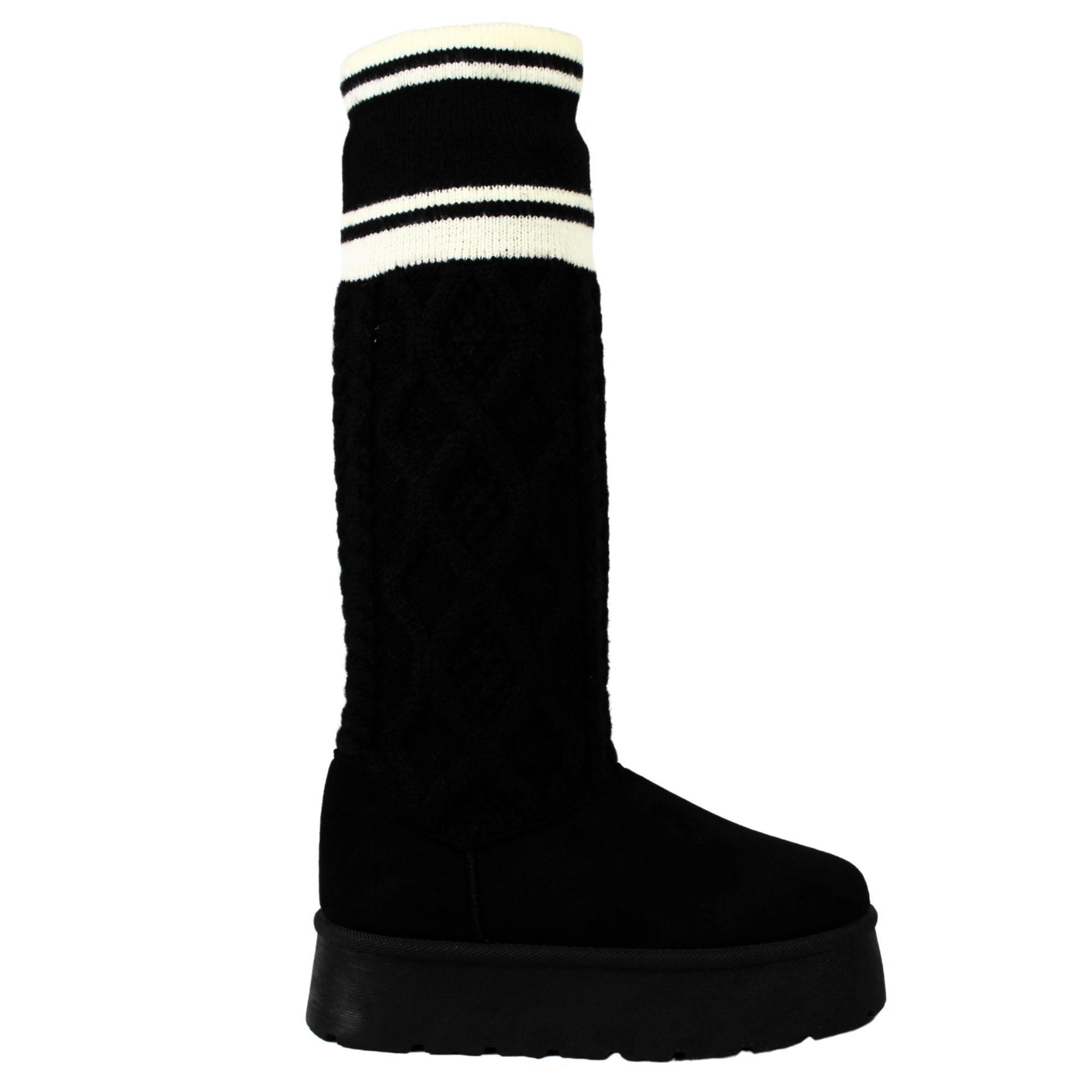 Pantubota Mujer Urbana Plataforma Alta Caña Media Forrada Negro-2