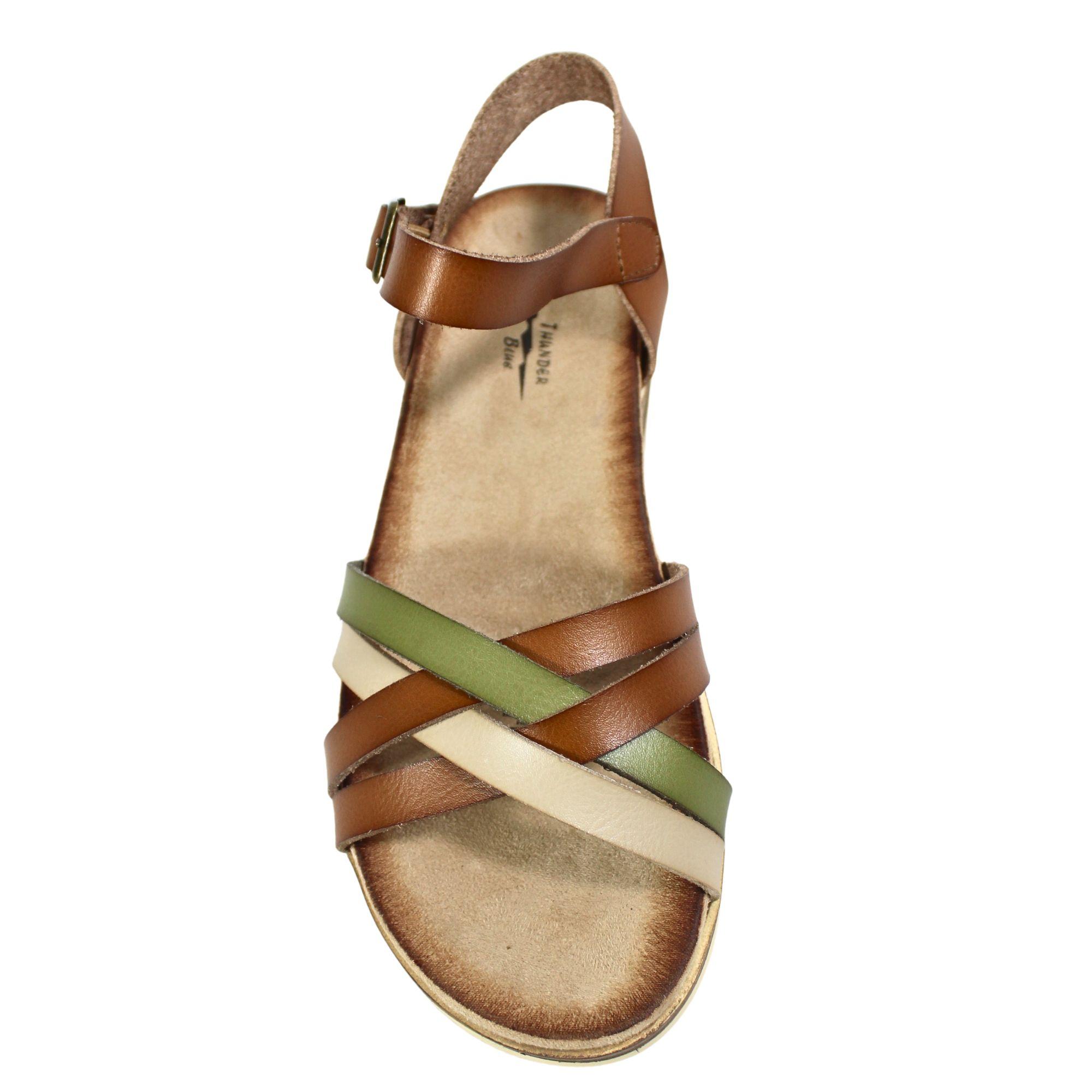 Sandalia Mujer con Plataforma Hebilla TGH07 Café Claro-3