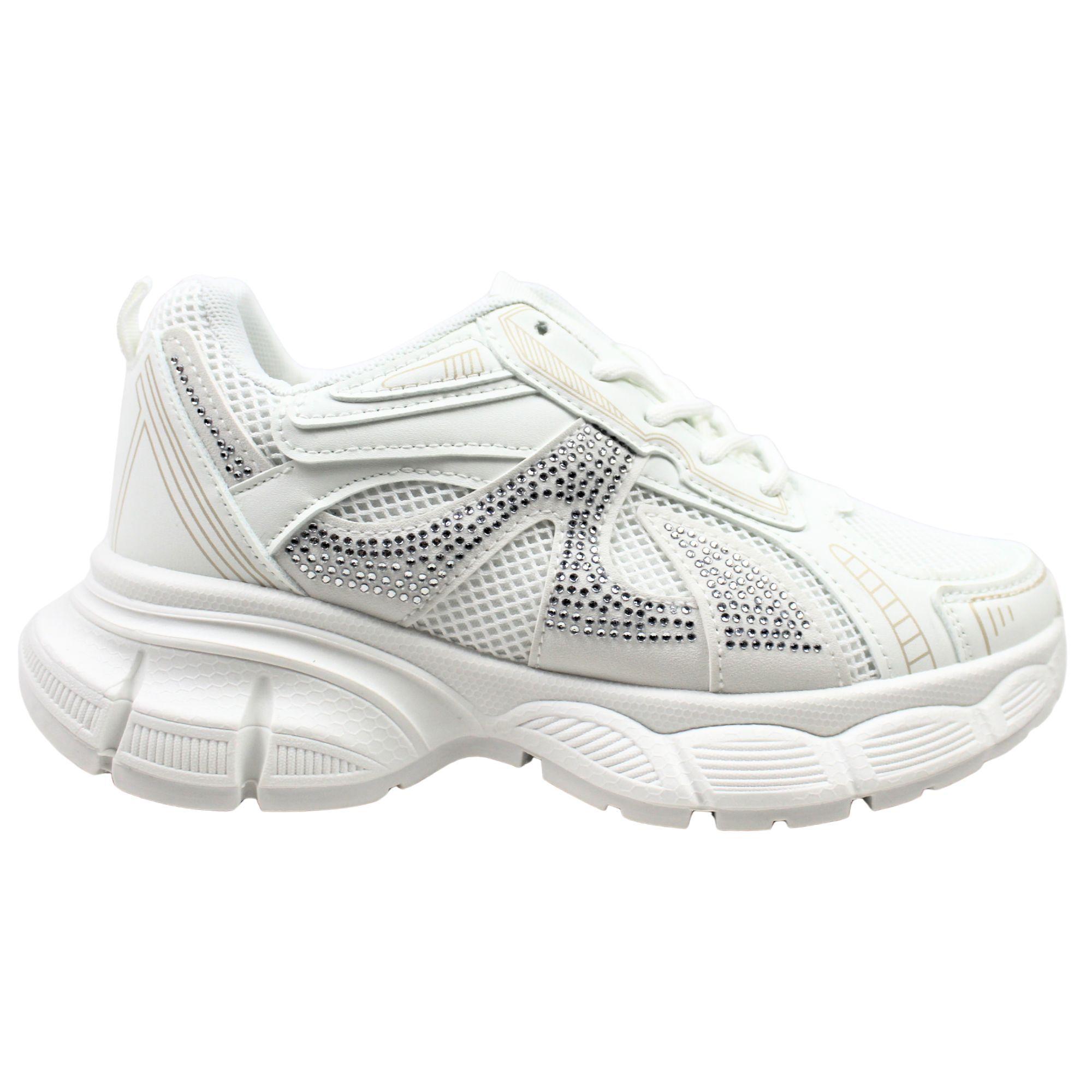 Zapatillas Chunky de Mujer con Brillos PG5249 Blanco-0