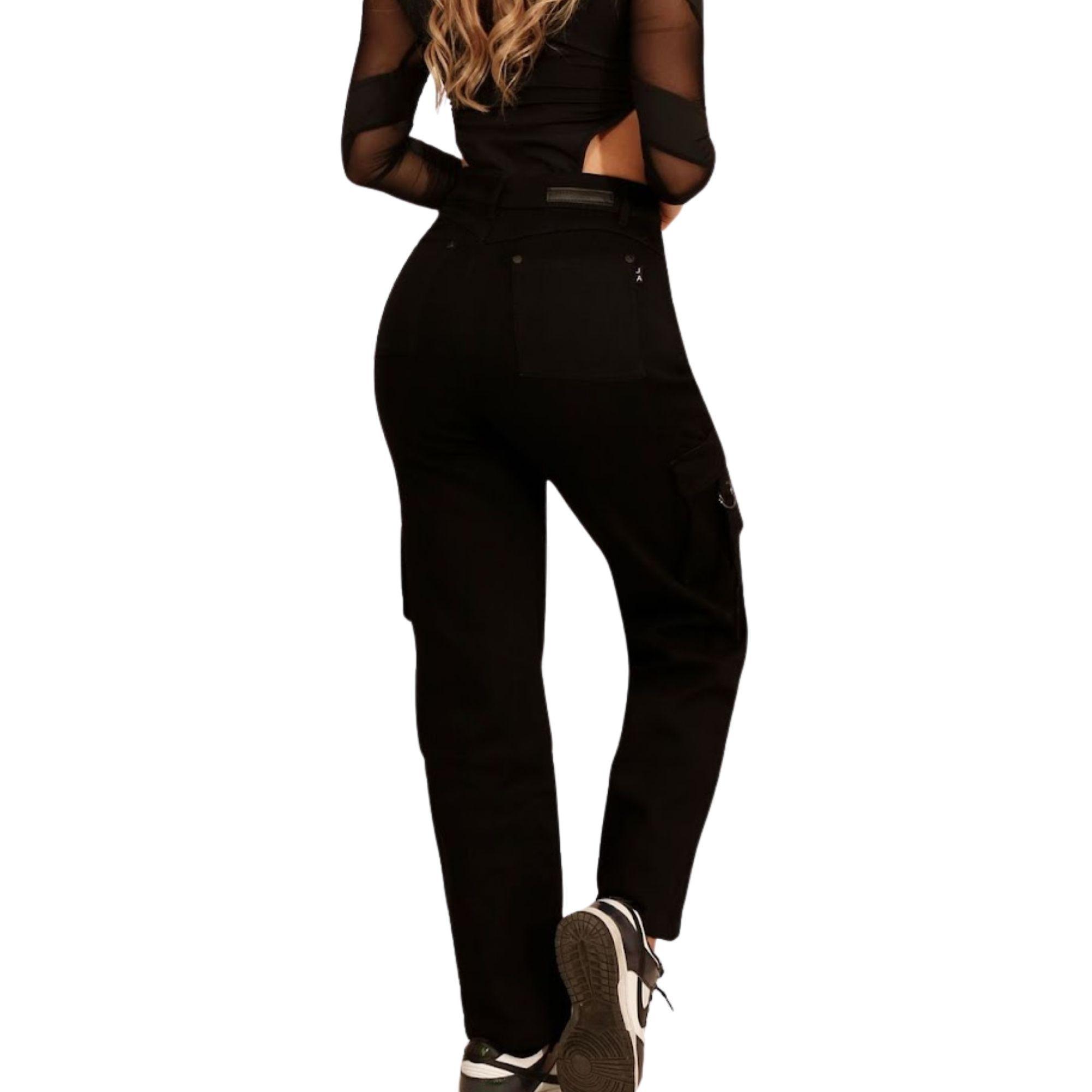 Jeans Cargo Negro Polar Mujer J9880-1