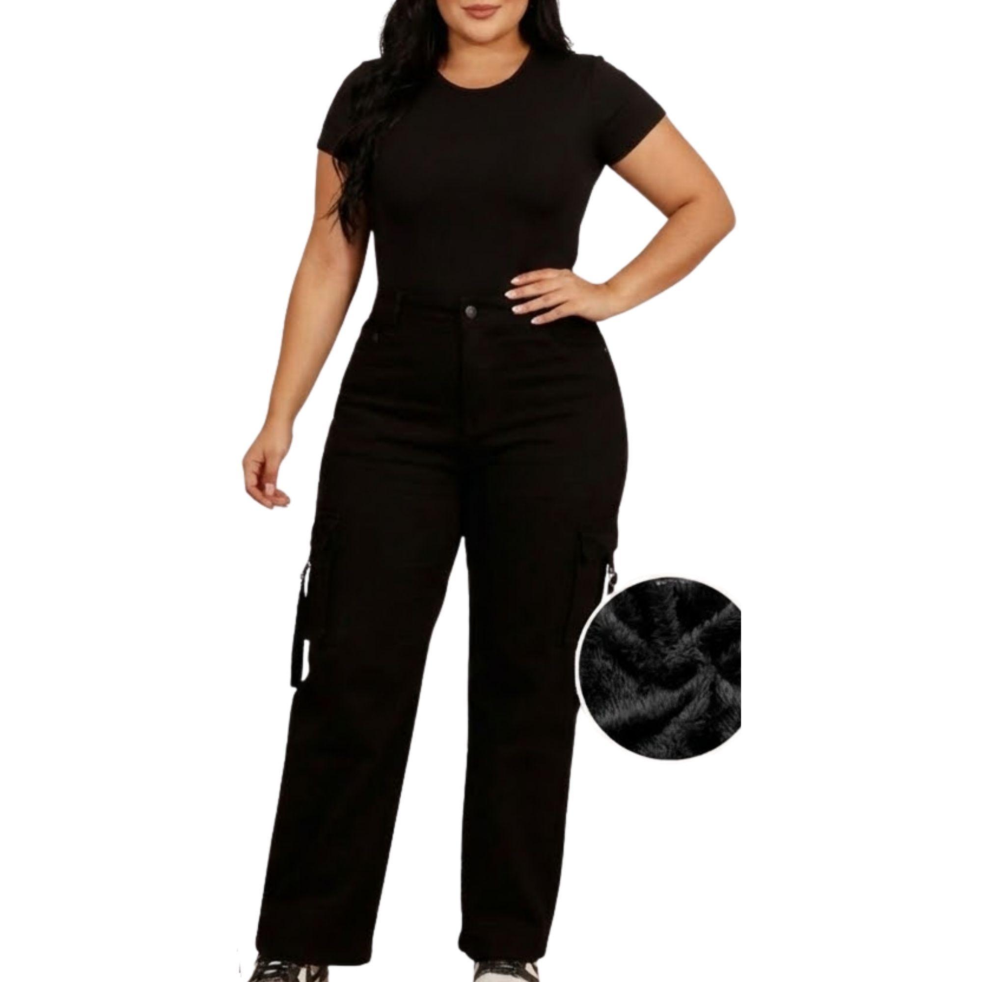 Jeans Cargo Negro Polar Mujer J9880-2