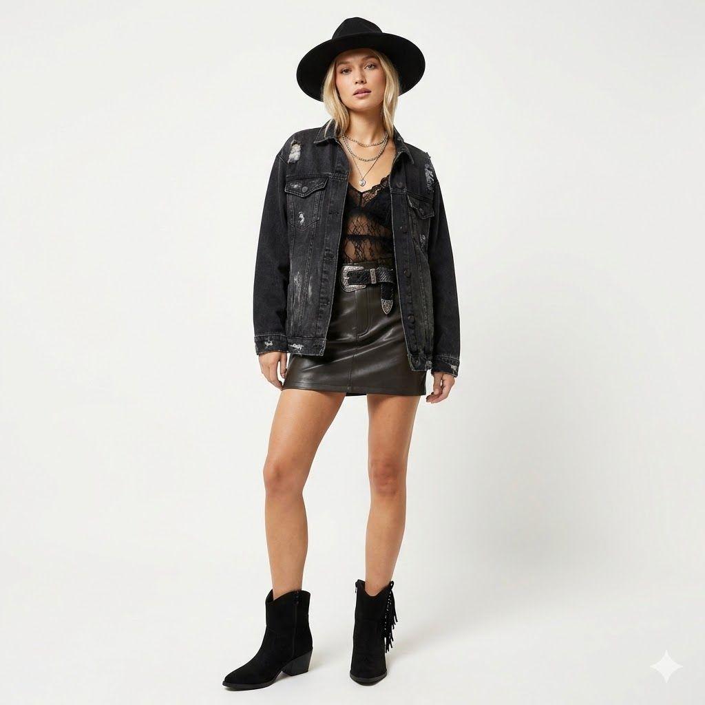 Botín Texano Mujer Gamuza con Flecos y Tachas PG5327-2