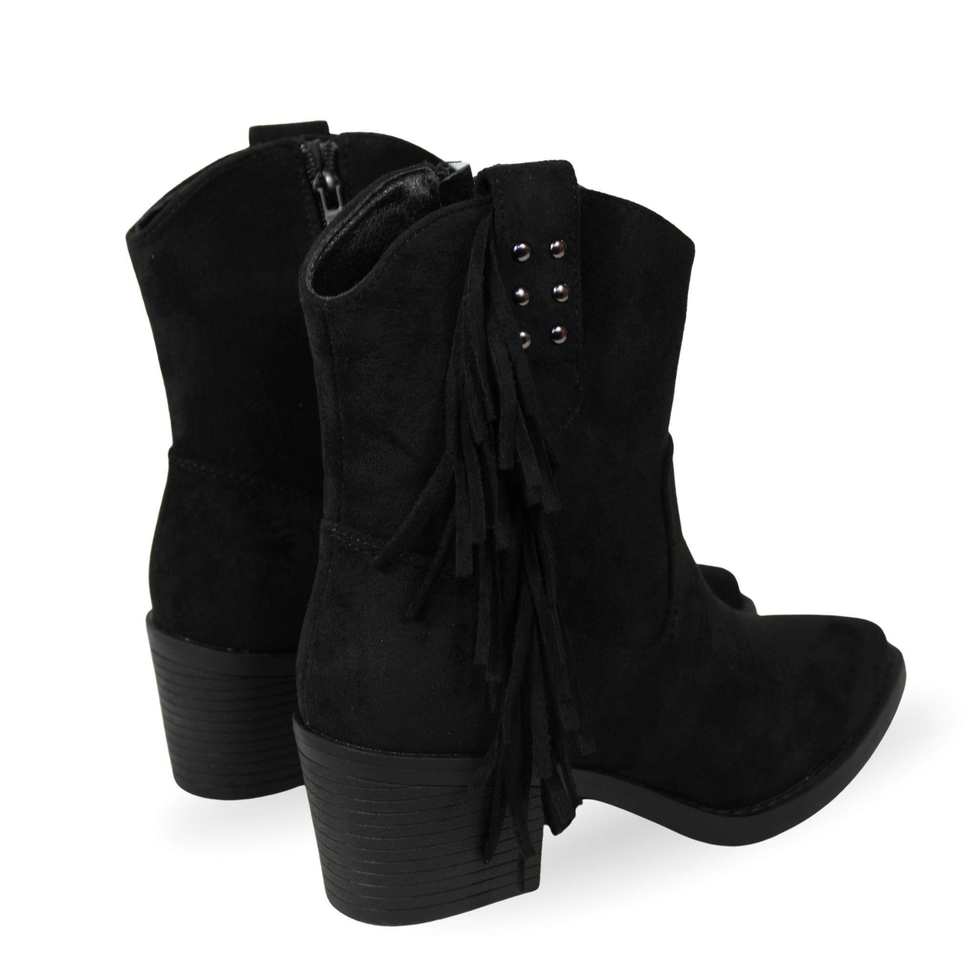 Botín Texano Mujer Gamuza con Flecos y Tachas PG5327-5