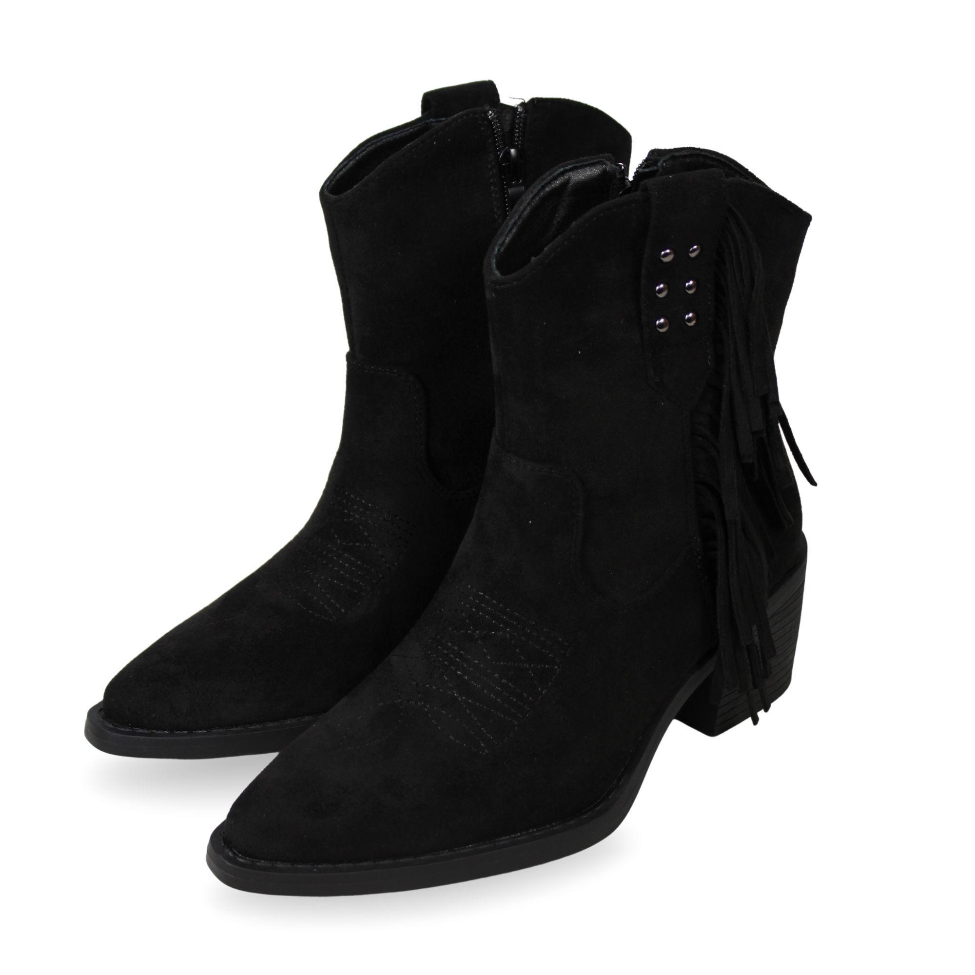 Botín Texano Mujer Gamuza con Flecos y Tachas PG5327-7