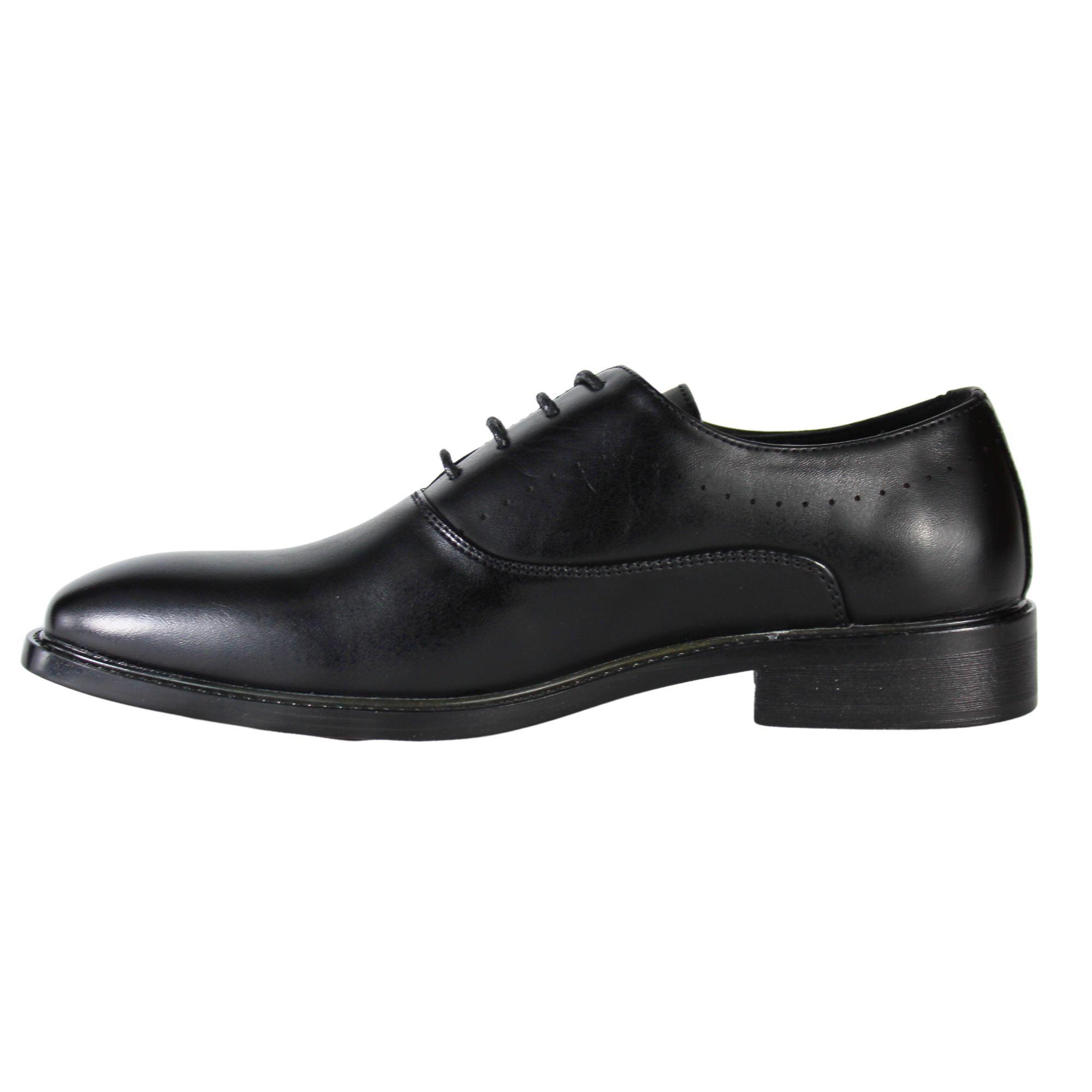 Zapato Hombre Elegante Vestir Cordones Punta Redonda 87 Negro-2
