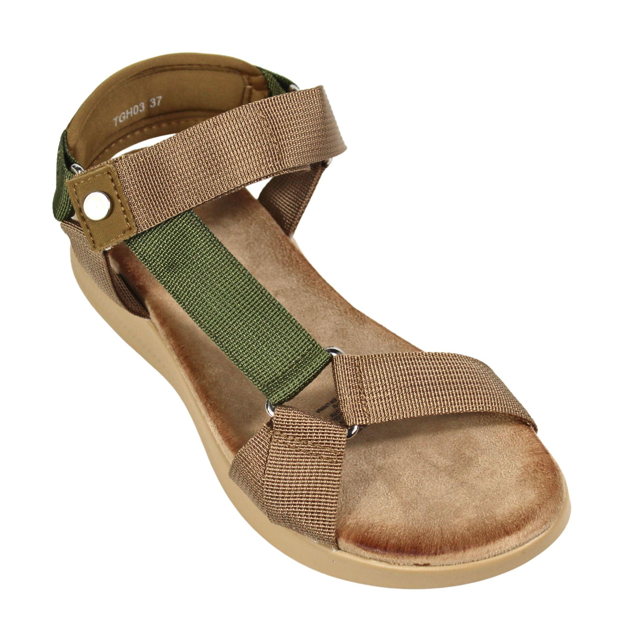 Sandalias Bajas de Mujer Ajustables TGH03 Verde-1
