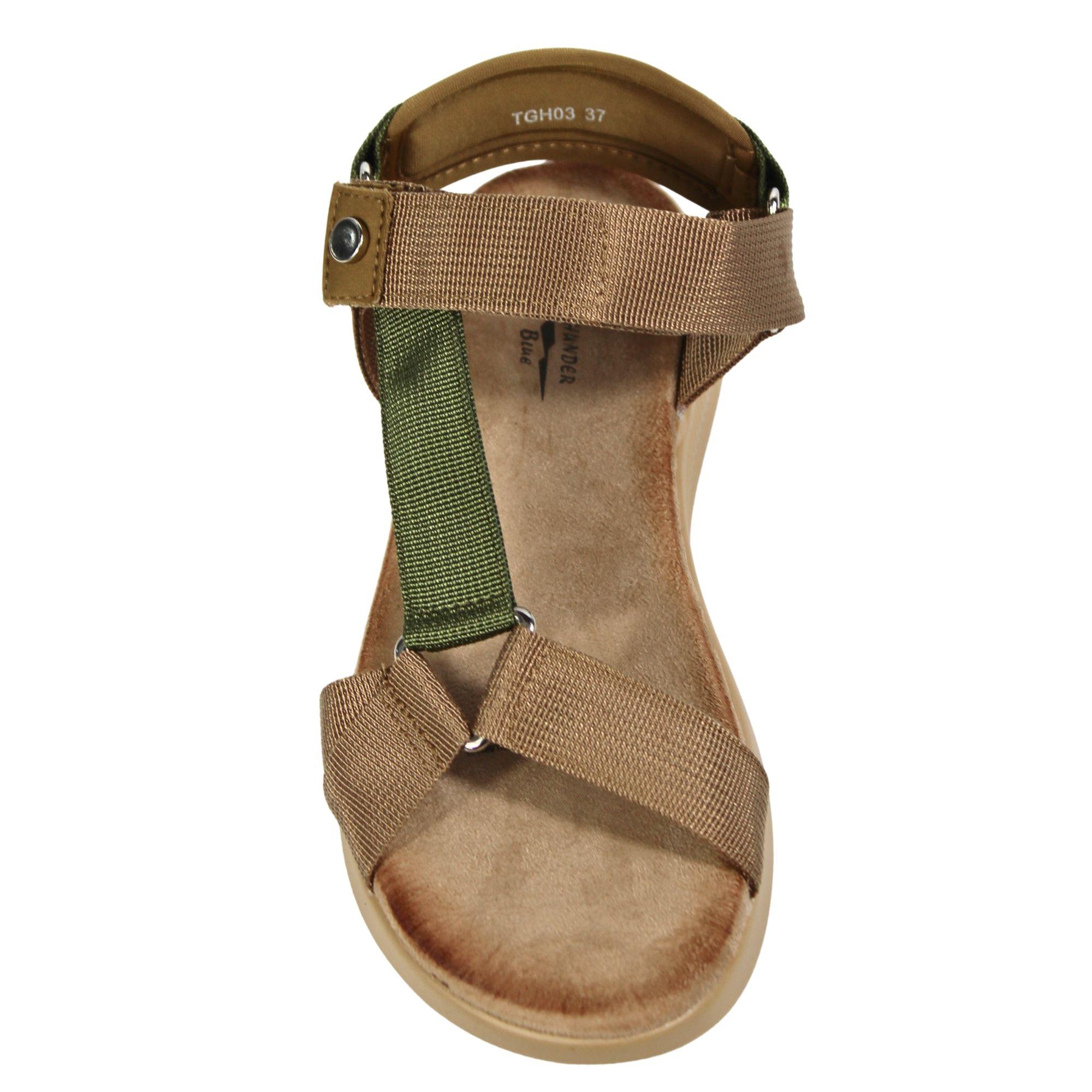 Sandalias Bajas de Mujer Ajustables TGH03 Verde-3