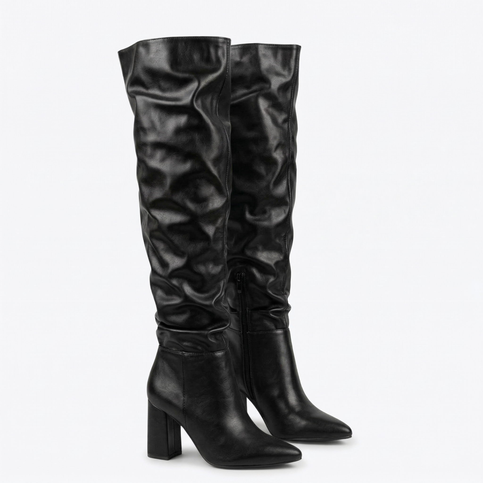 Bota Mujer Alta Puntiaguda Taco Cuadrado PG5349-2