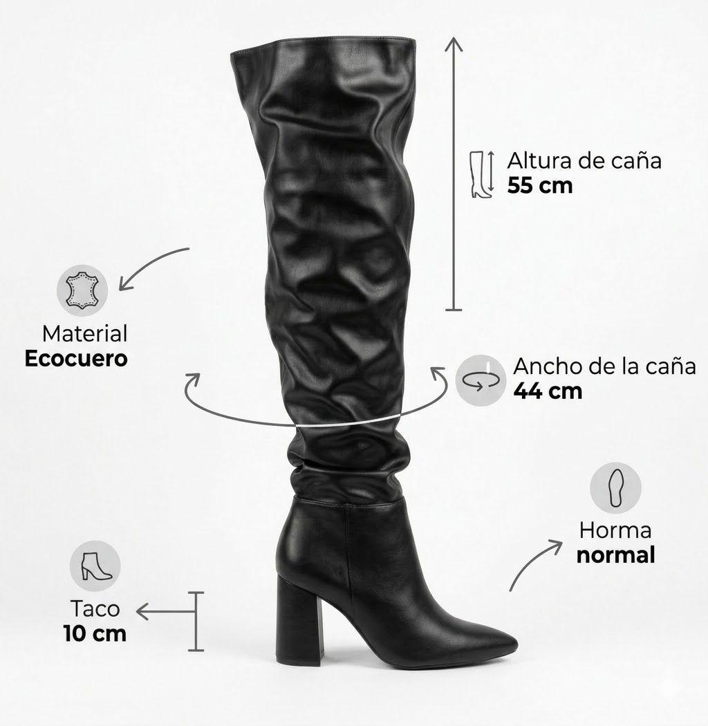 Bota Mujer Alta Puntiaguda Taco Cuadrado PG5349-5