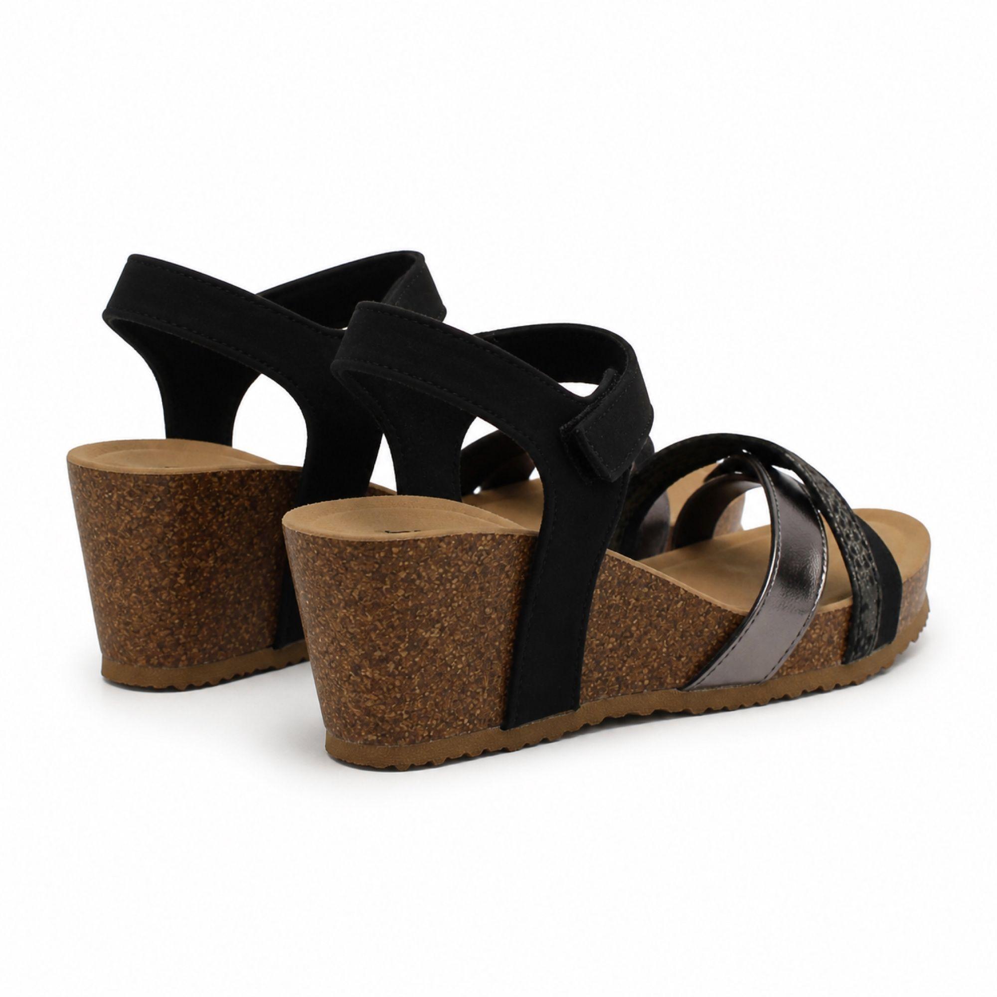 Sandalia Mujer Cuña Corcho Tiras Metalizadas PG6102-4