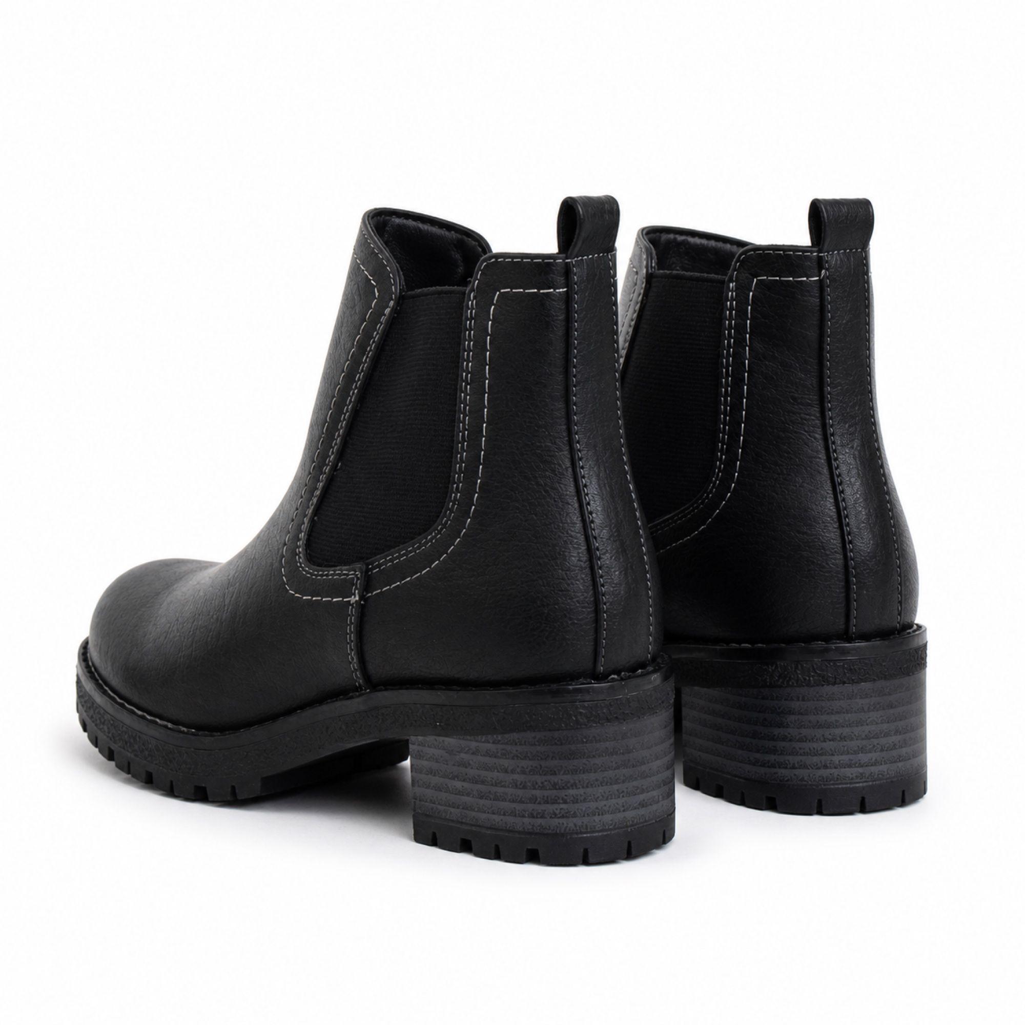 Botín Mujer Negro Ecocuero Taco Cuadrado 2517-3