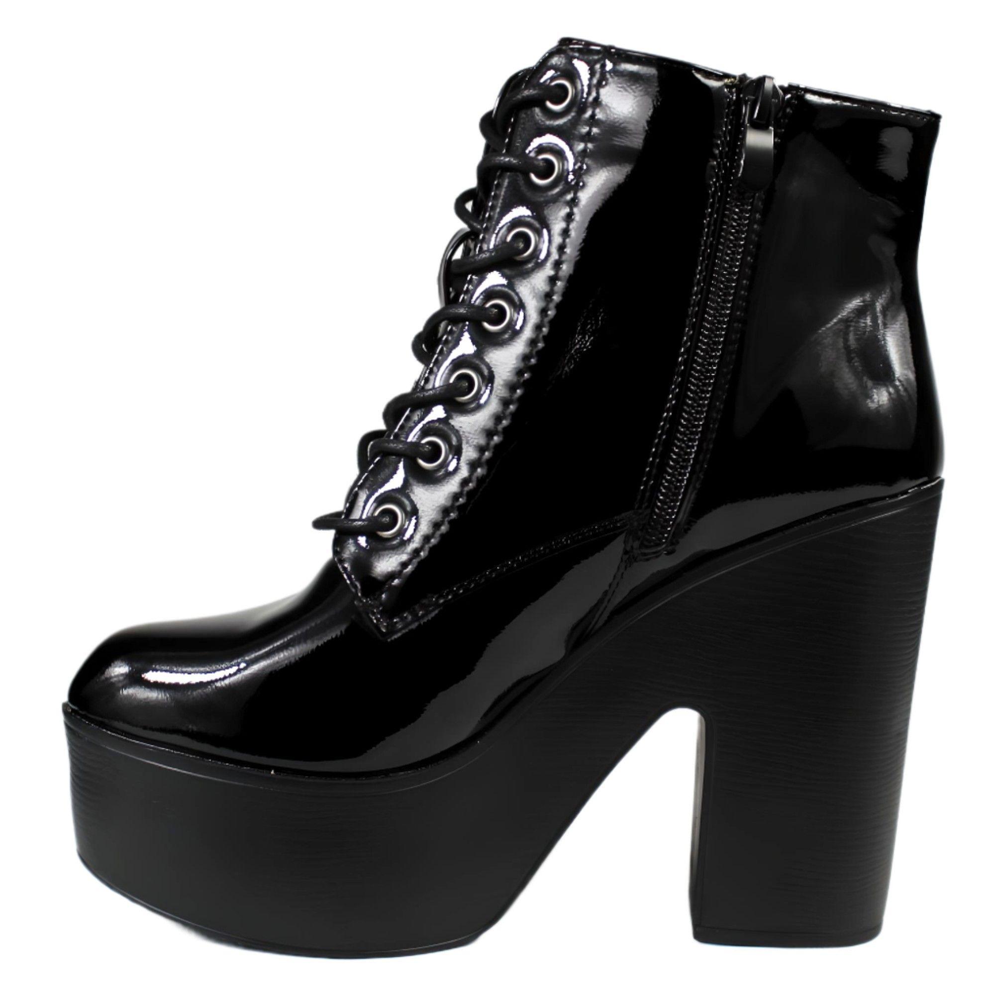 Botin Charol Taco Alto con Plataforma 60 Yassne Negro-3