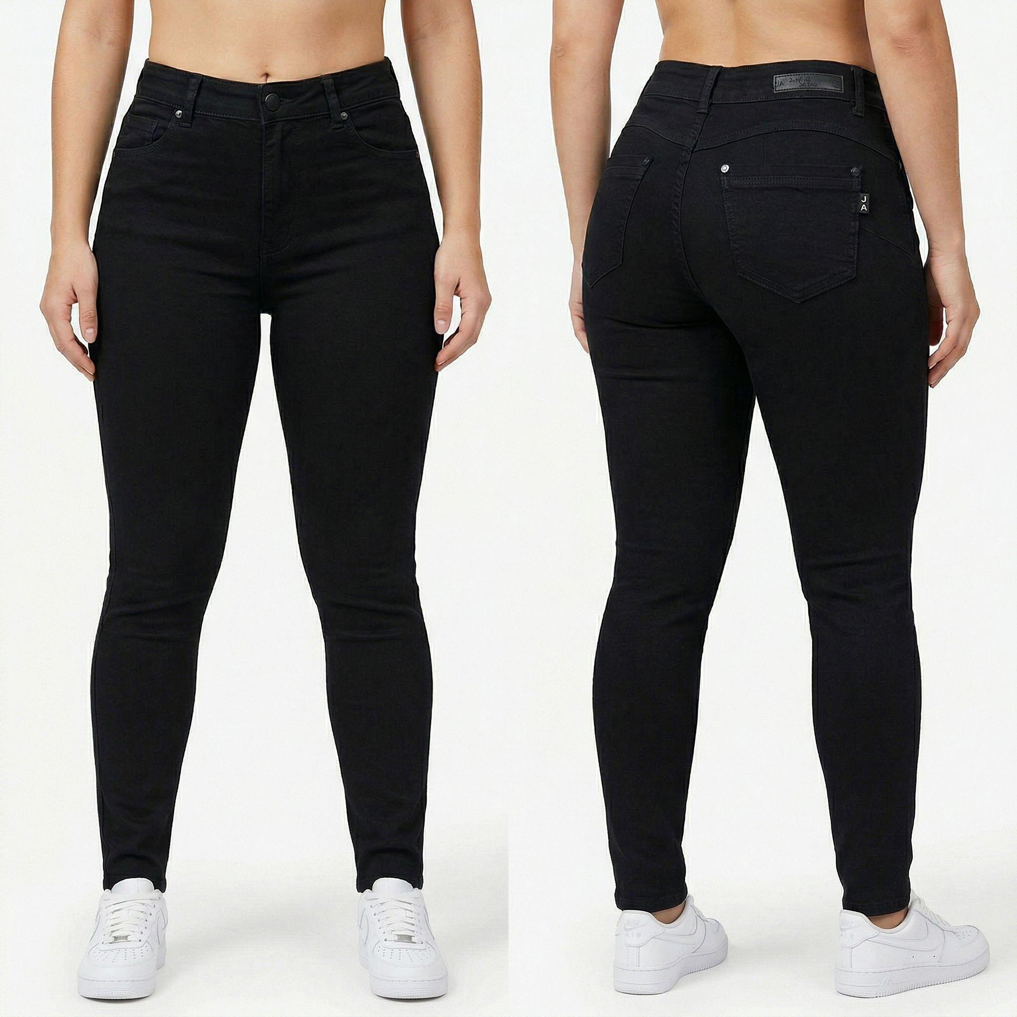 Jeans Skinny Negro Mujer Push Up Tiro Alto-2