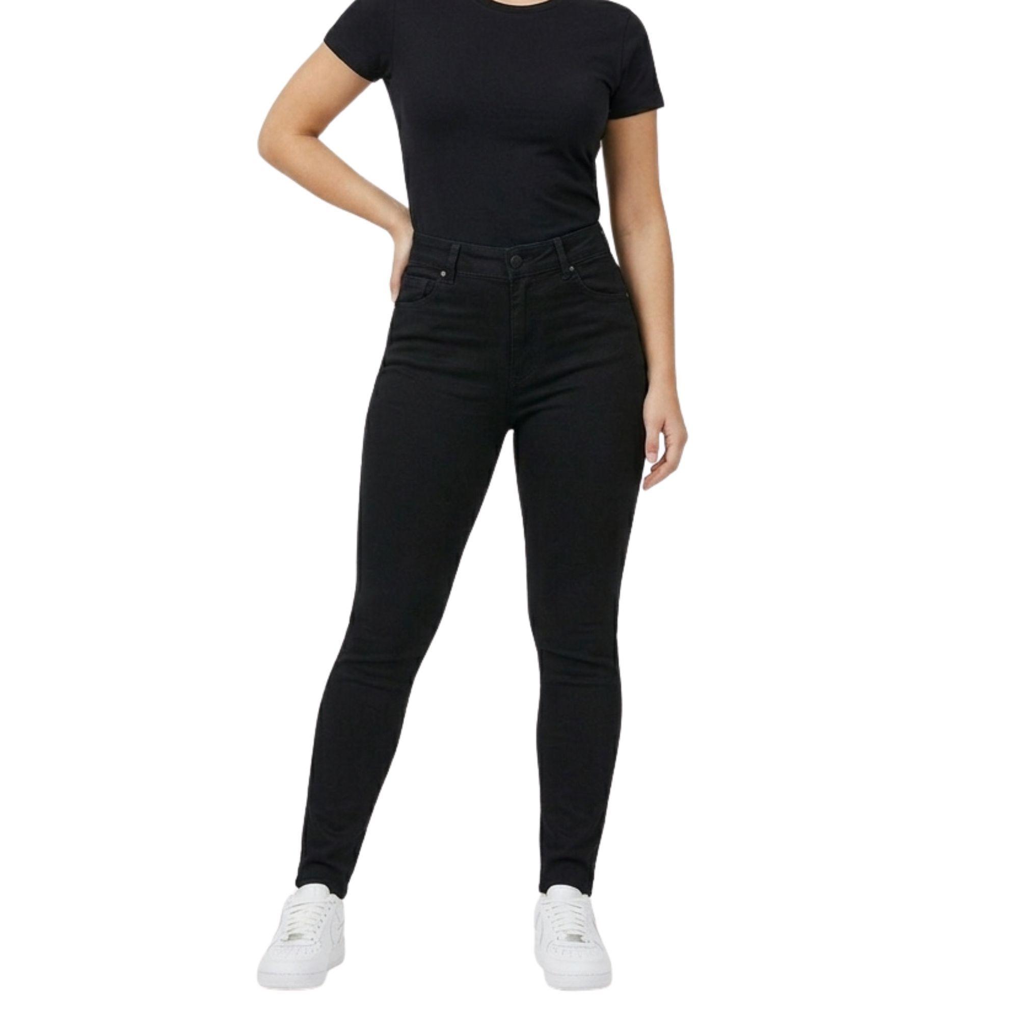 Jeans Skinny Negro Mujer Push Up Tiro Alto-3