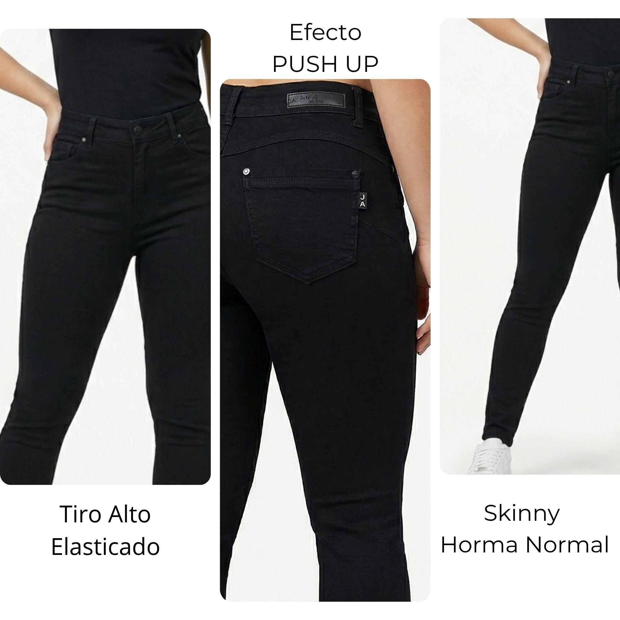 Jeans Skinny Negro Mujer Push Up Tiro Alto-4