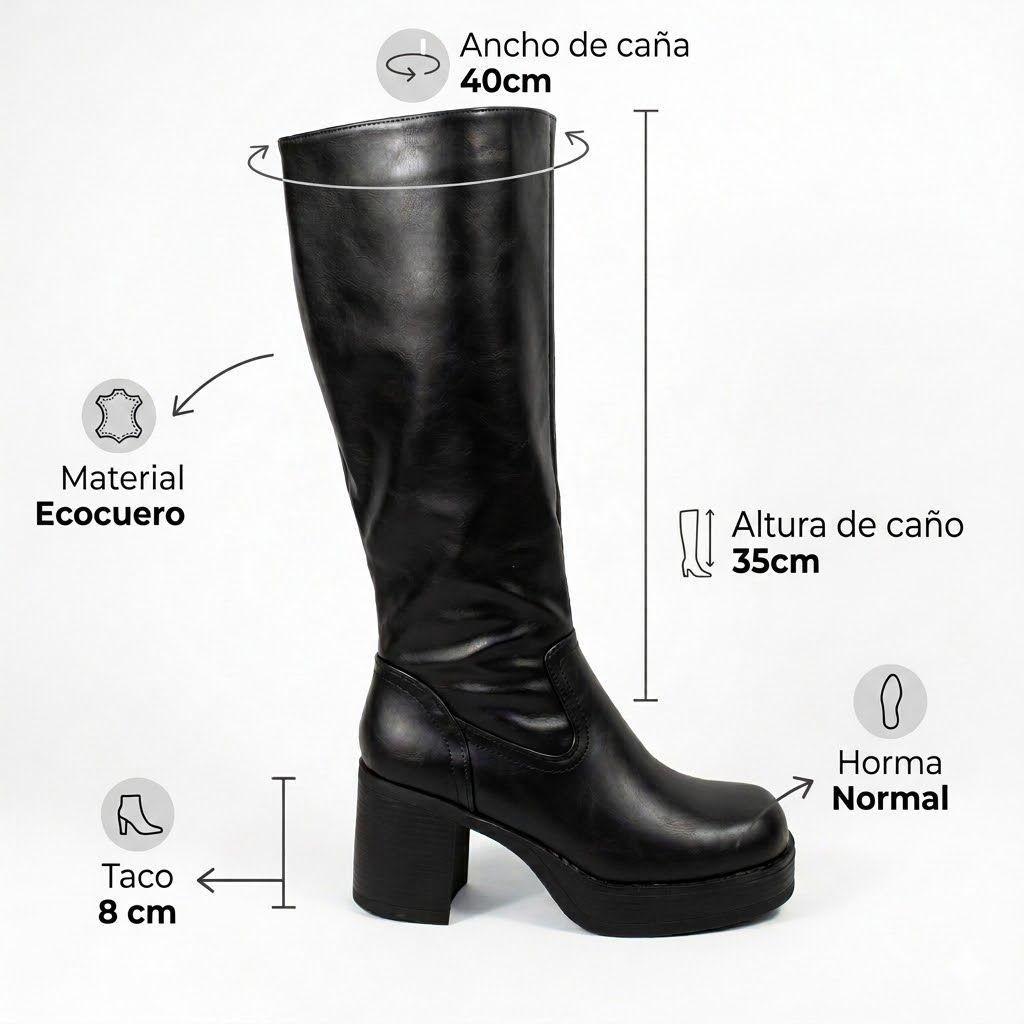 Bota Mujer Plataforma Taco Ancho PG24315-6