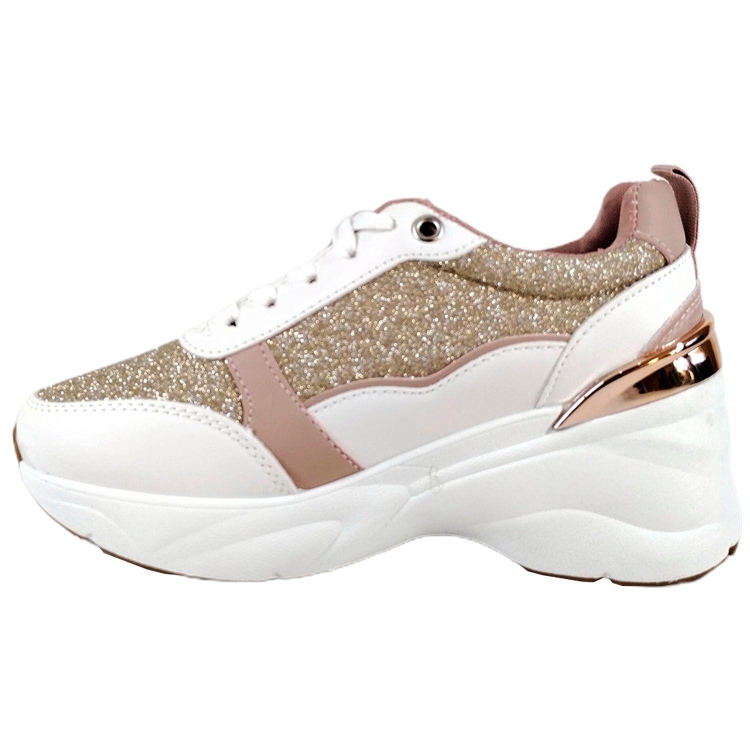 Zapatilla Urbana de Mujer Con Plataforma PG8 Blanca-3