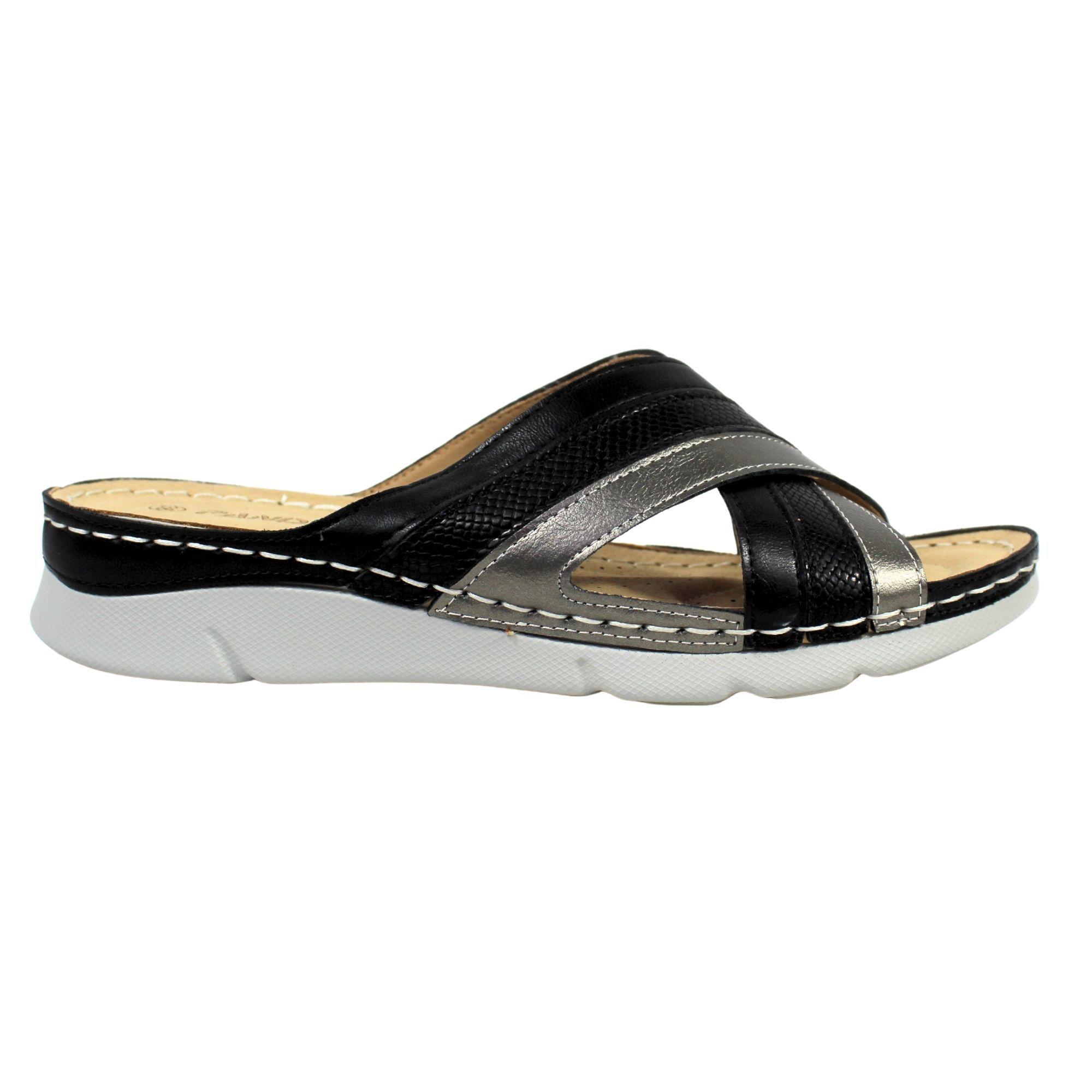 Sandalias Confort de Mujer con Tiras Cruzadas PG5255 Negro-0