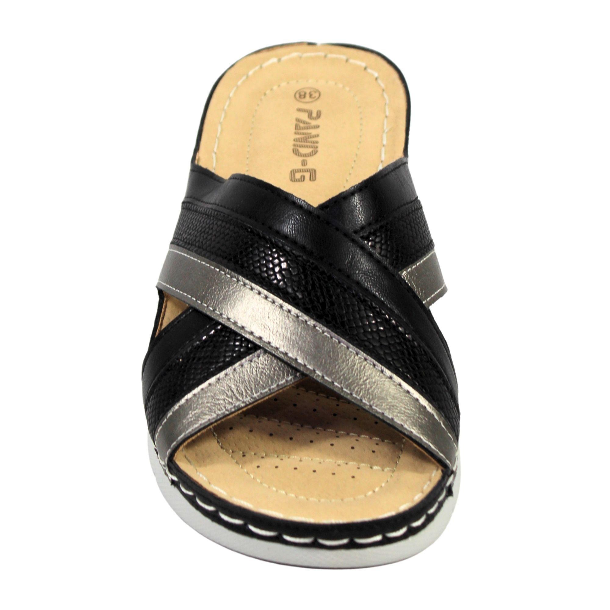 Sandalias Confort de Mujer con Tiras Cruzadas PG5255 Negro-3
