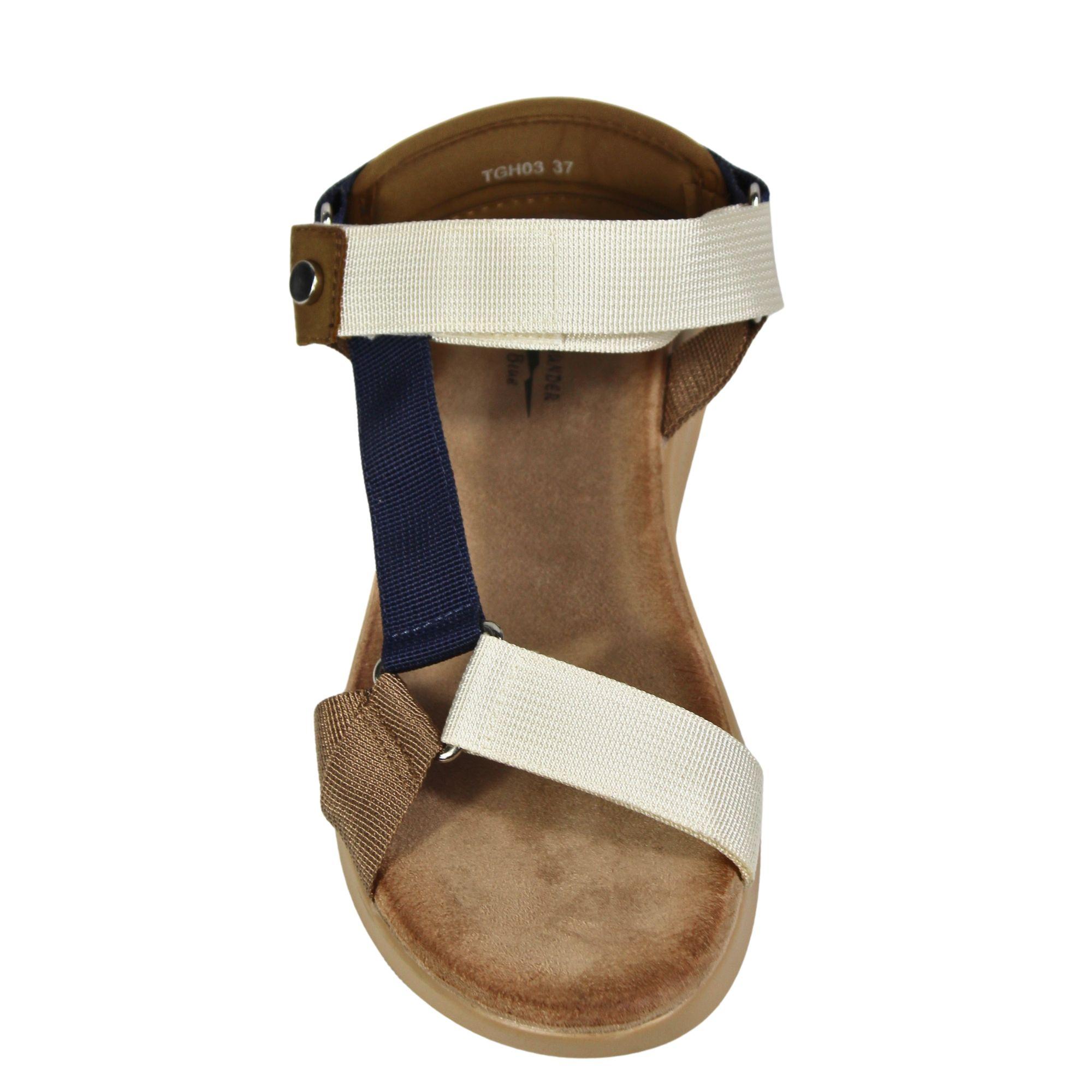 Sandalias Bajas de Mujer Ajustables TGH03 Azul-3
