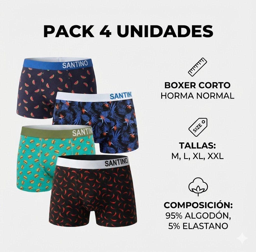 B xer Corto Hombre Pack 4 ST001-0