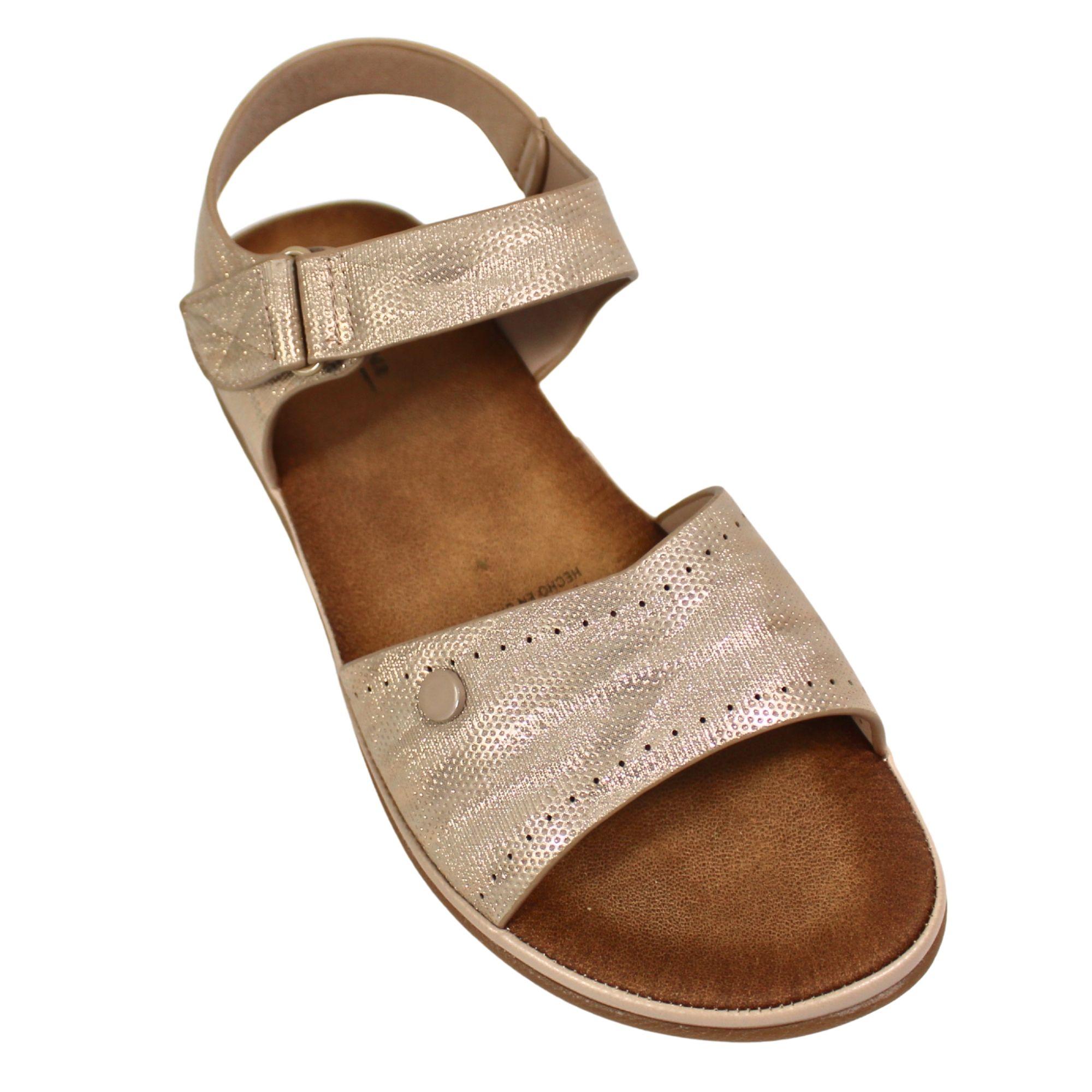 Sandalia Casual Mujer con Hebilla Ajustable 0520-4 Beige-1