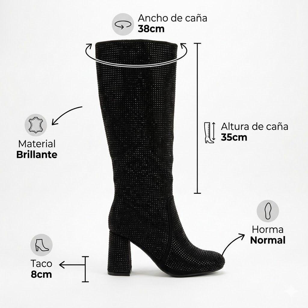 Bota Mujer Brillante Taco Cuadrado PG5362-6
