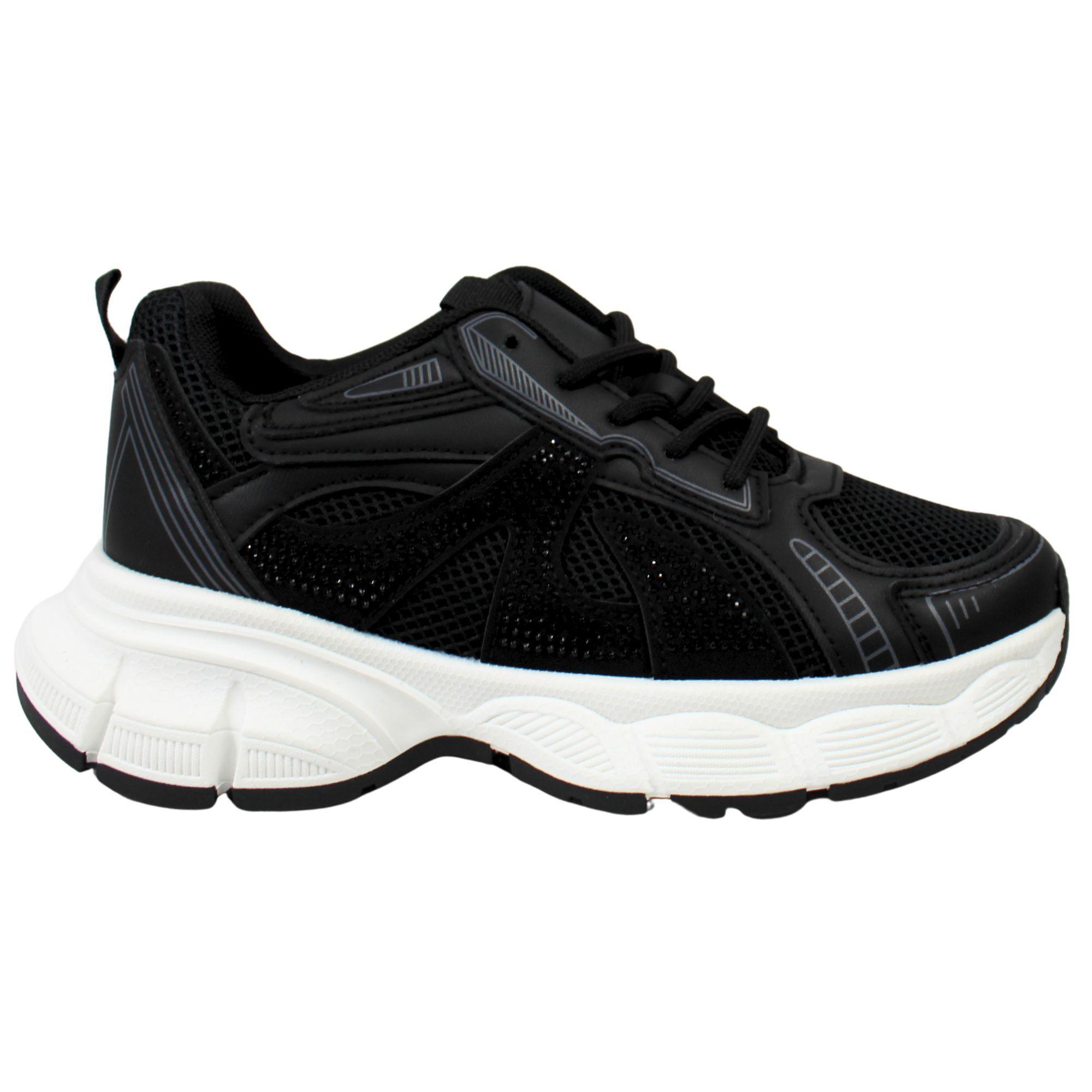 Zapatillas Chunky de Mujer con Brillos PG5249 Negro-0