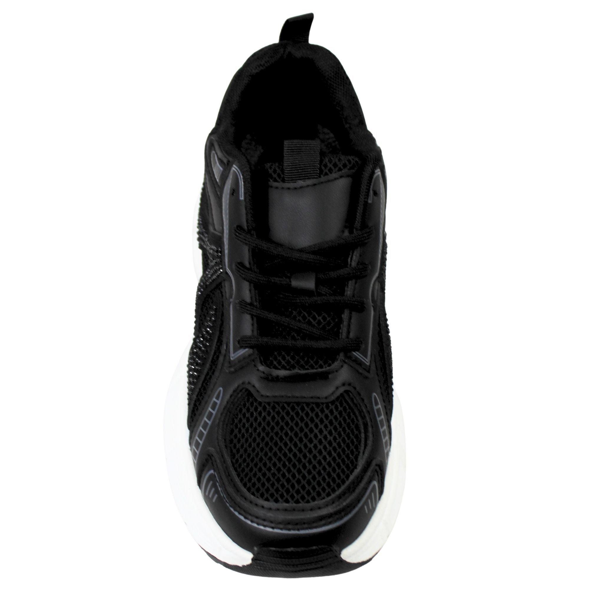 Zapatillas Chunky de Mujer con Brillos PG5249 Negro-1