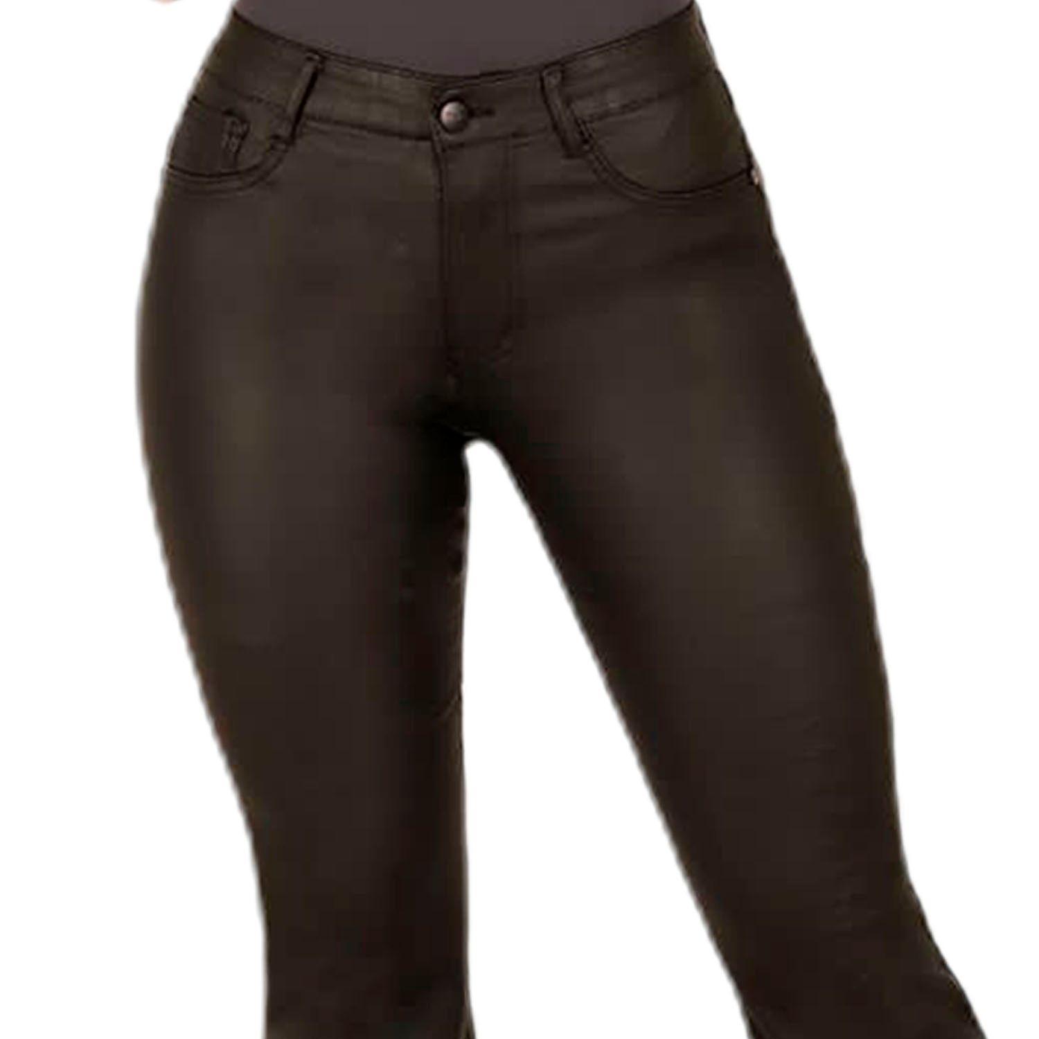 Jeans Ecocuero Acampanado Mujer Push Up J85-2