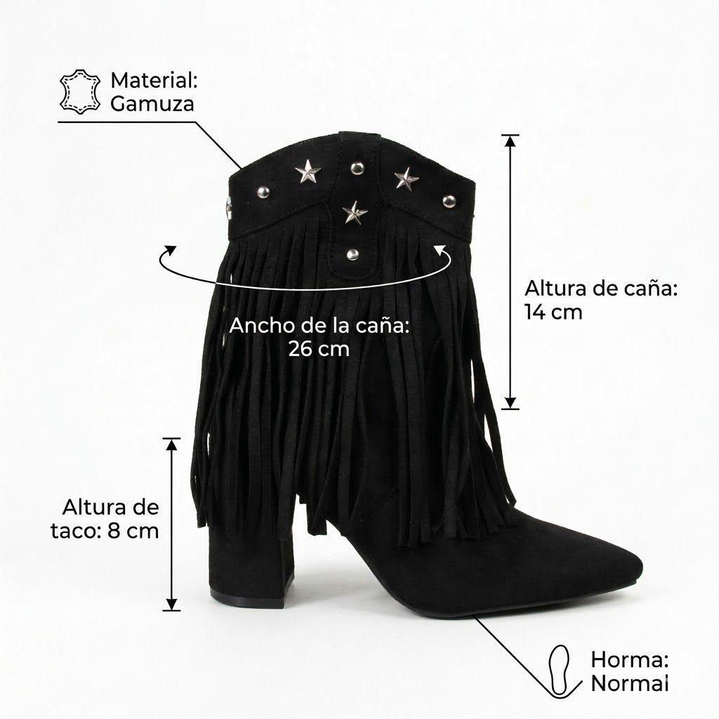 Botín Vaquera con Flecos Gamuza PG5332 Mujer-6