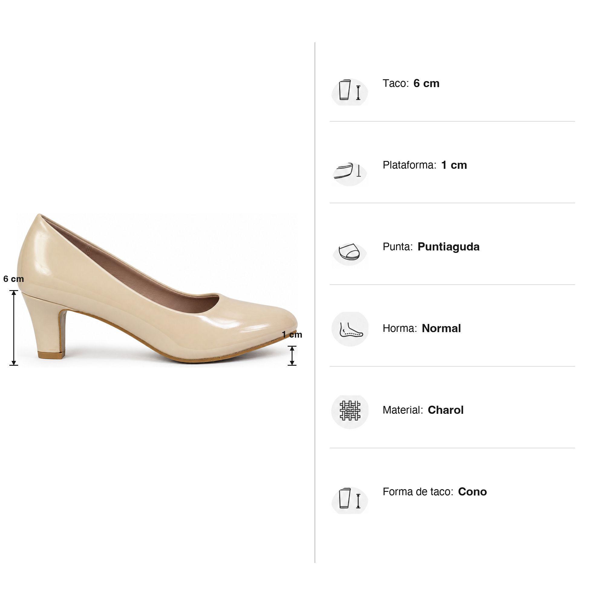 Zapato Formal Mujer Taco Cónico Charol 034-6