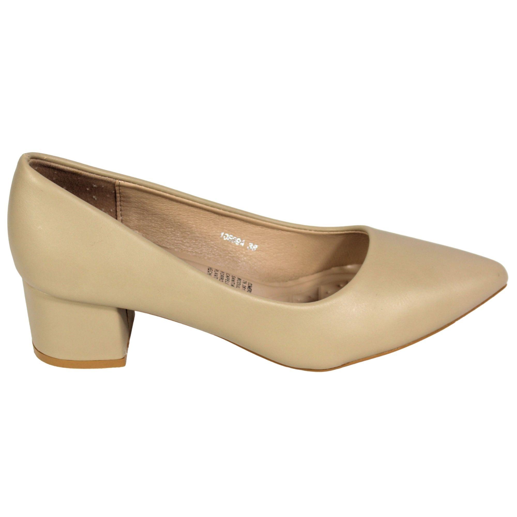 Zapatos Formal Mujer Tacon Cuadrado Bajo 10869A Café Claro-2