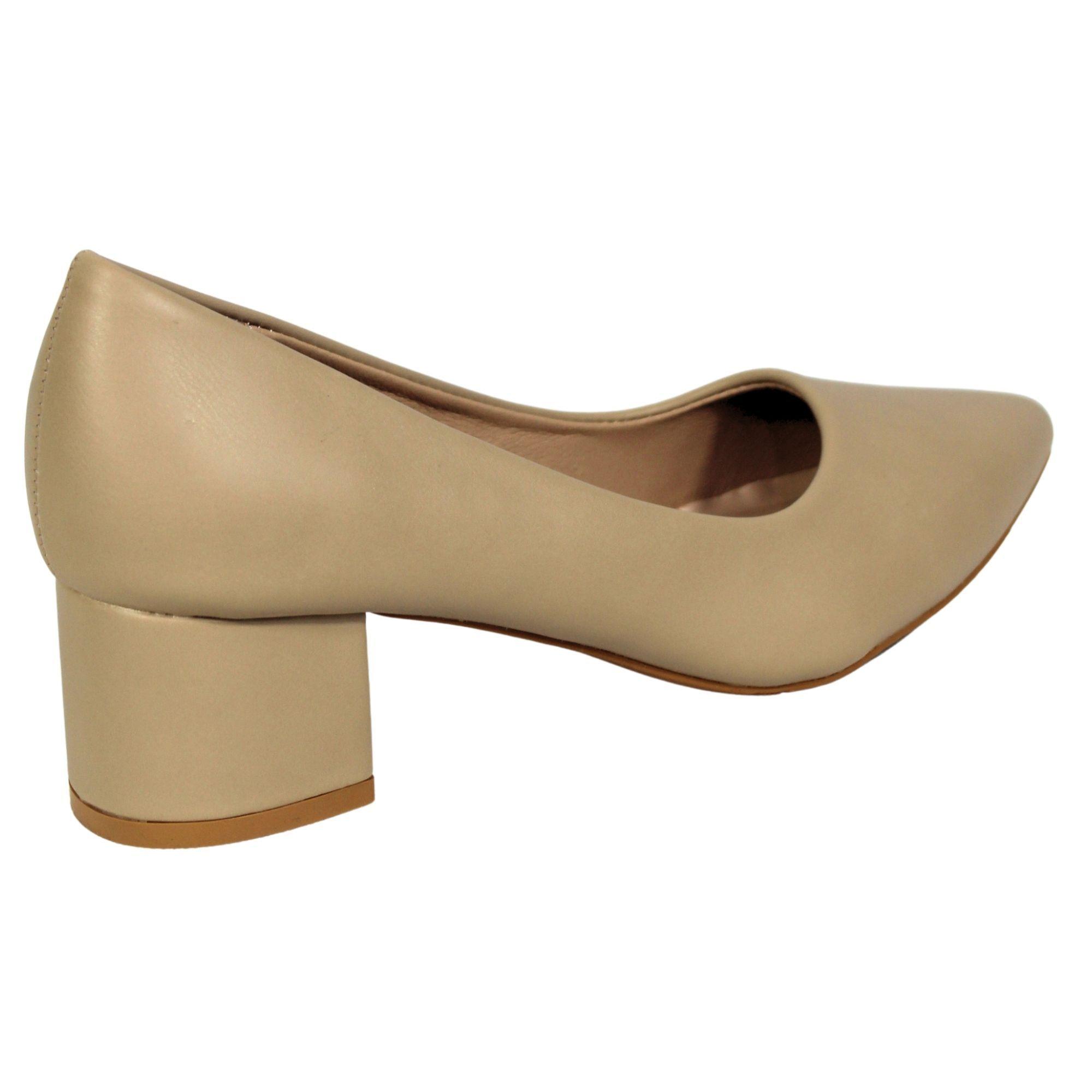 Zapatos Formal Mujer Tacon Cuadrado Bajo 10869A Café Claro-3