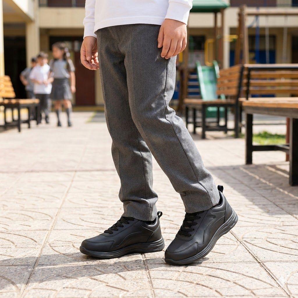 Zapatilla Escolar con cordón TH-003 Black Negro-2