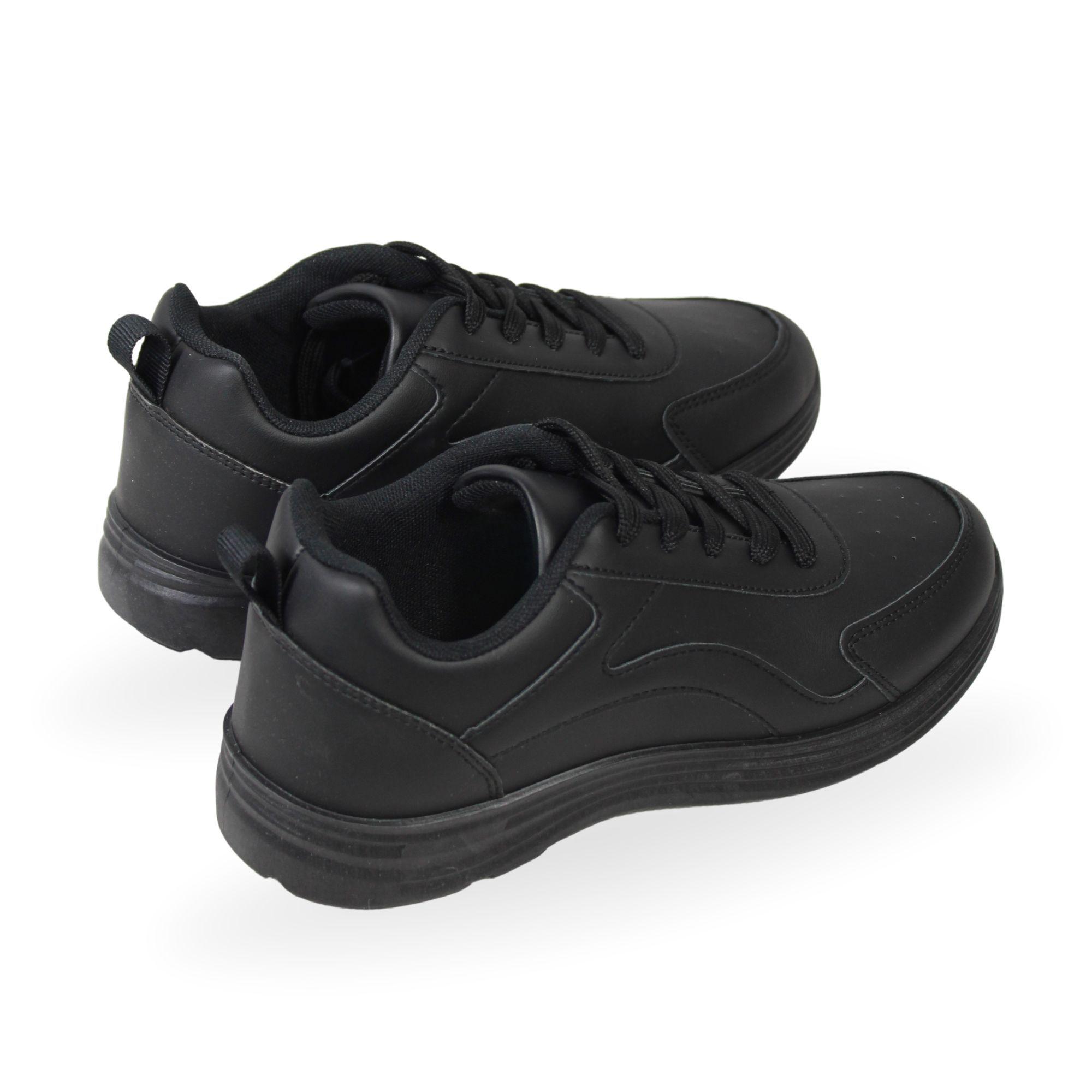 Zapatilla Escolar con cordón TH-003 Black Negro-3
