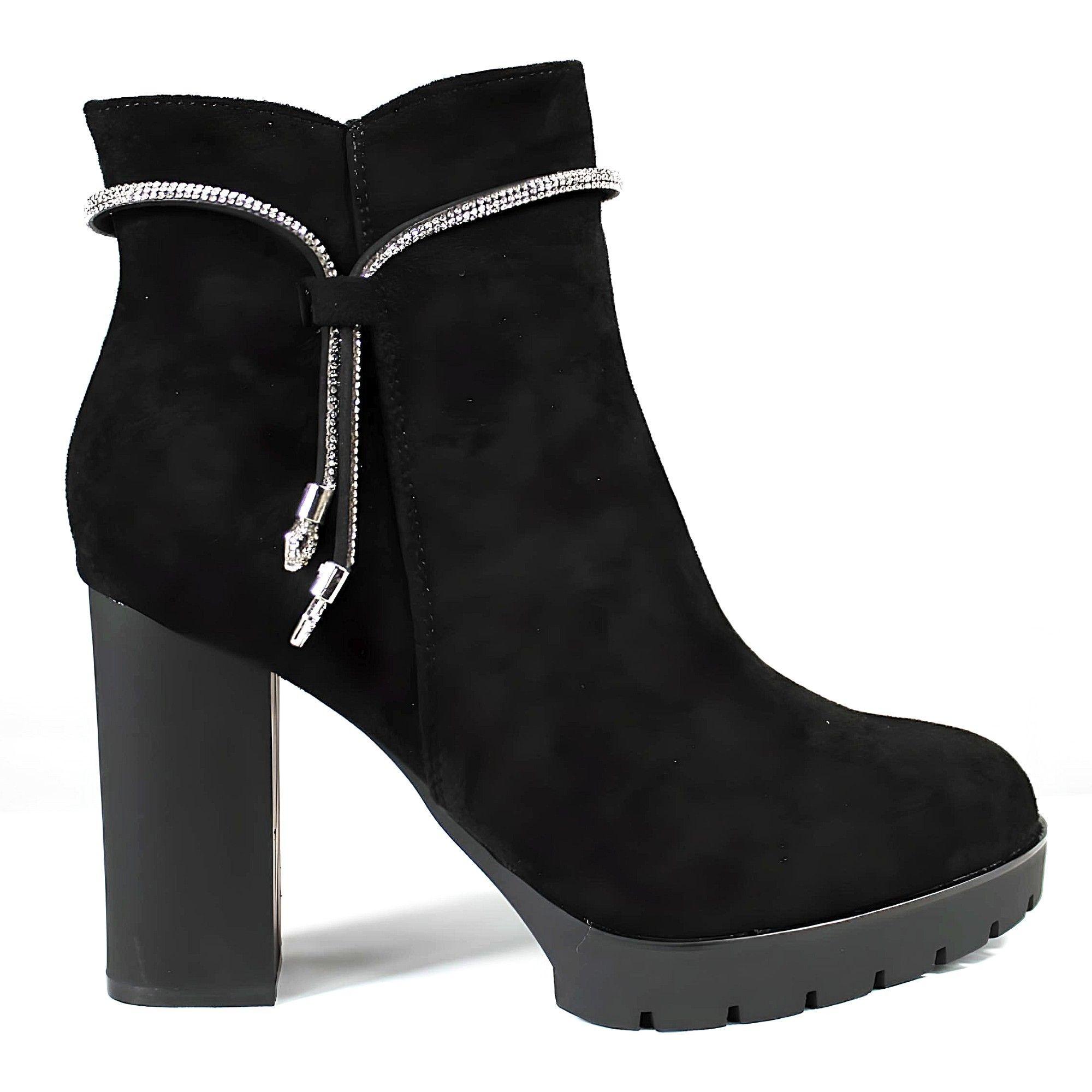 Botin Mujer Taco Alto Gamuza 08 Yassne Negro-0
